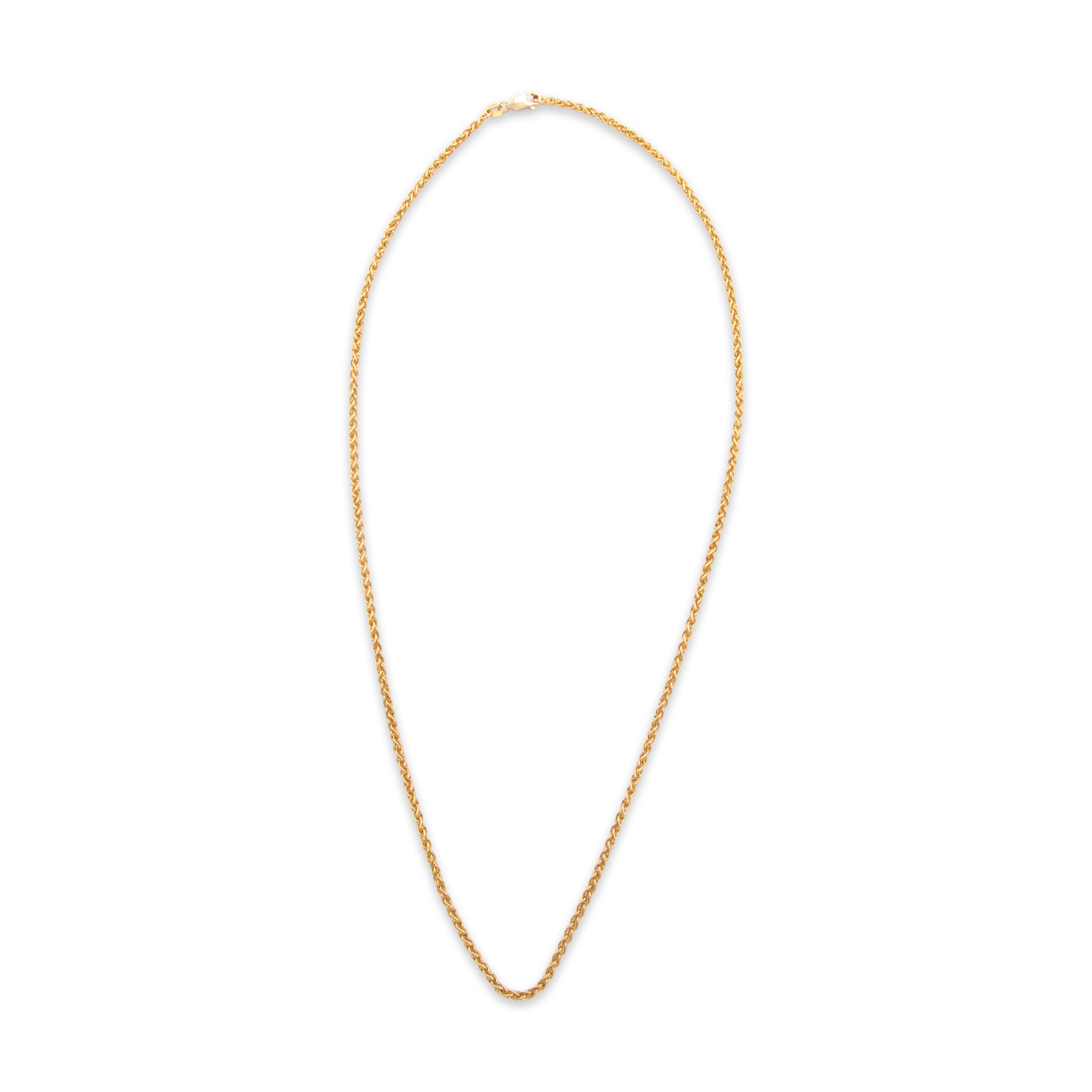 Vintage Italian Heavy 14k Yellow Gold Elegant Wheat 2.4mm Chain - Overall view