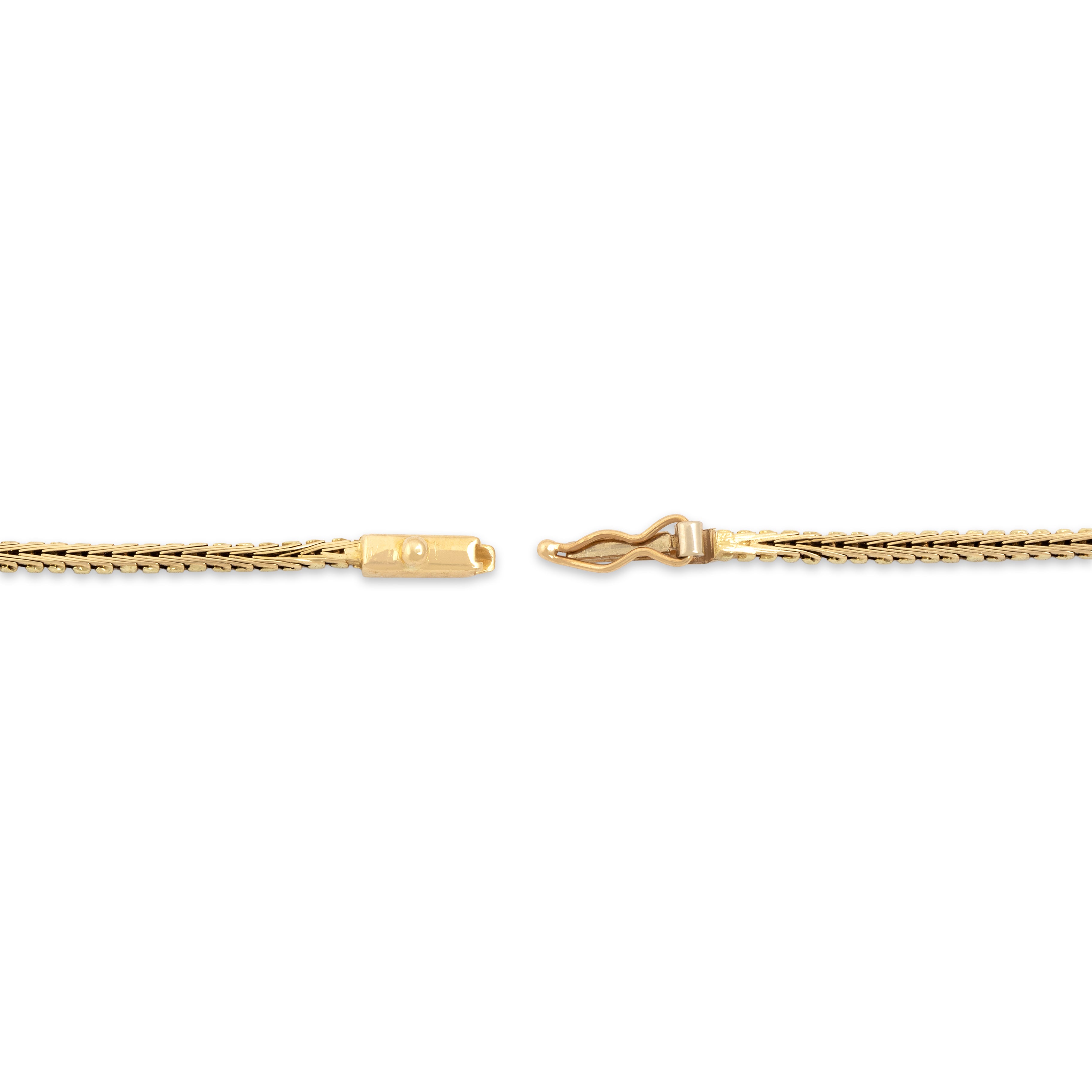 Vintage Italian 14k Yellow Gold Textured Graduated Herringbone Link Bracelet - clasp view