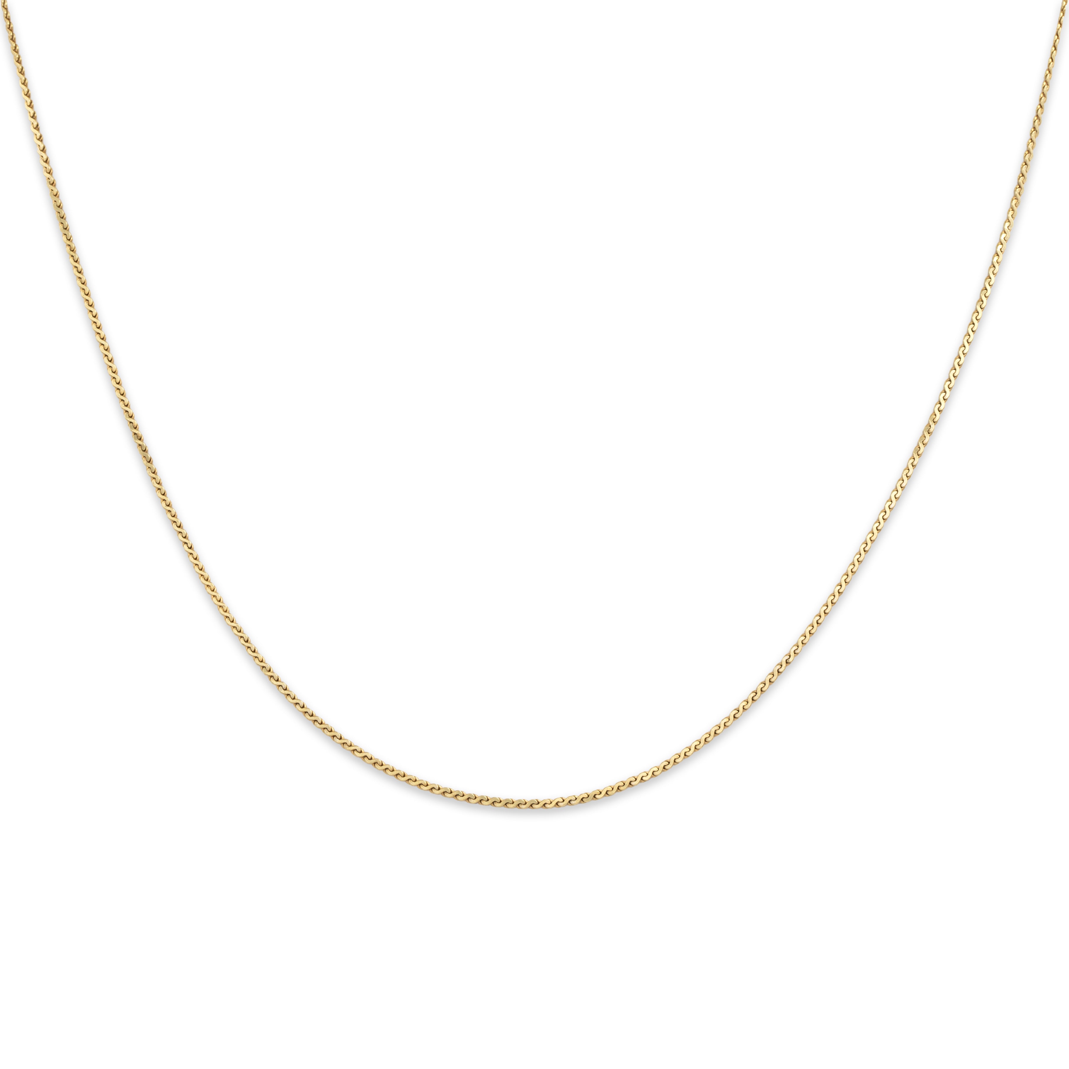 Vintage Italian 14k Yellow Gold Delicate Flat Serpentine Link .8mm Chain - detail view #1