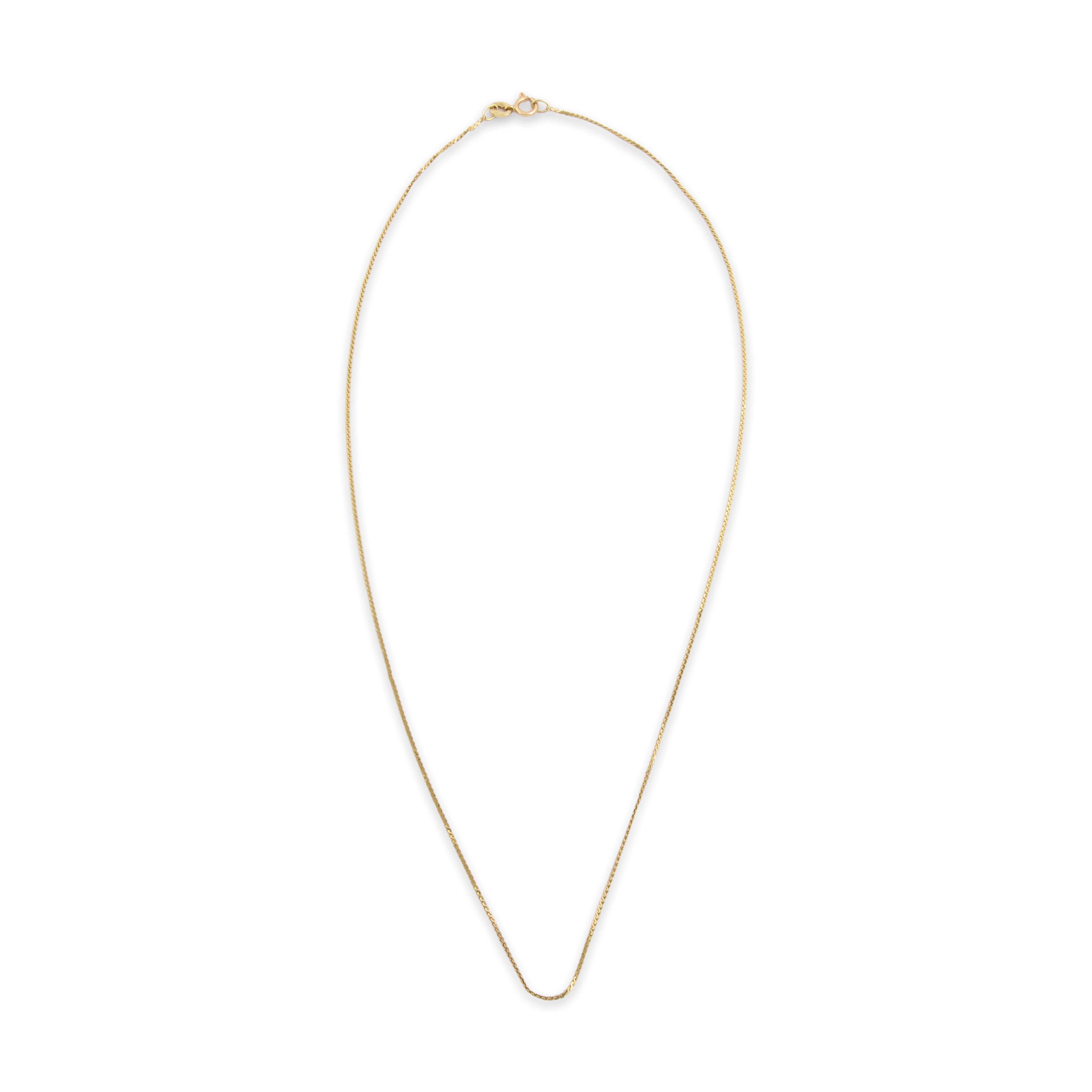 Vintage Italian 14k Yellow Gold Delicate Flat Serpentine Link .8mm Chain - Overall view
