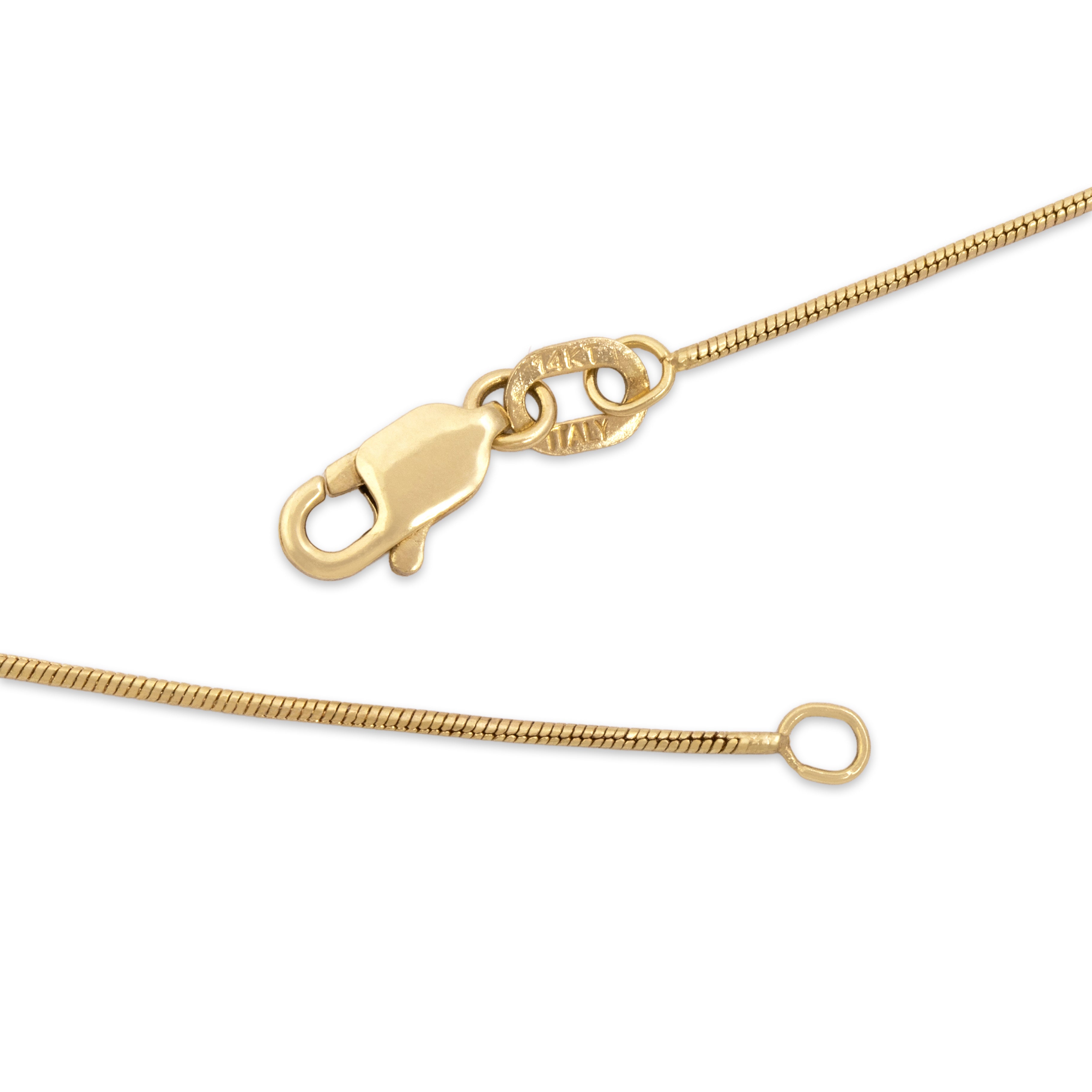 Estate Italian 14k Yellow Gold Delicate Fluid Snake 0.75mm Chain - clasp view