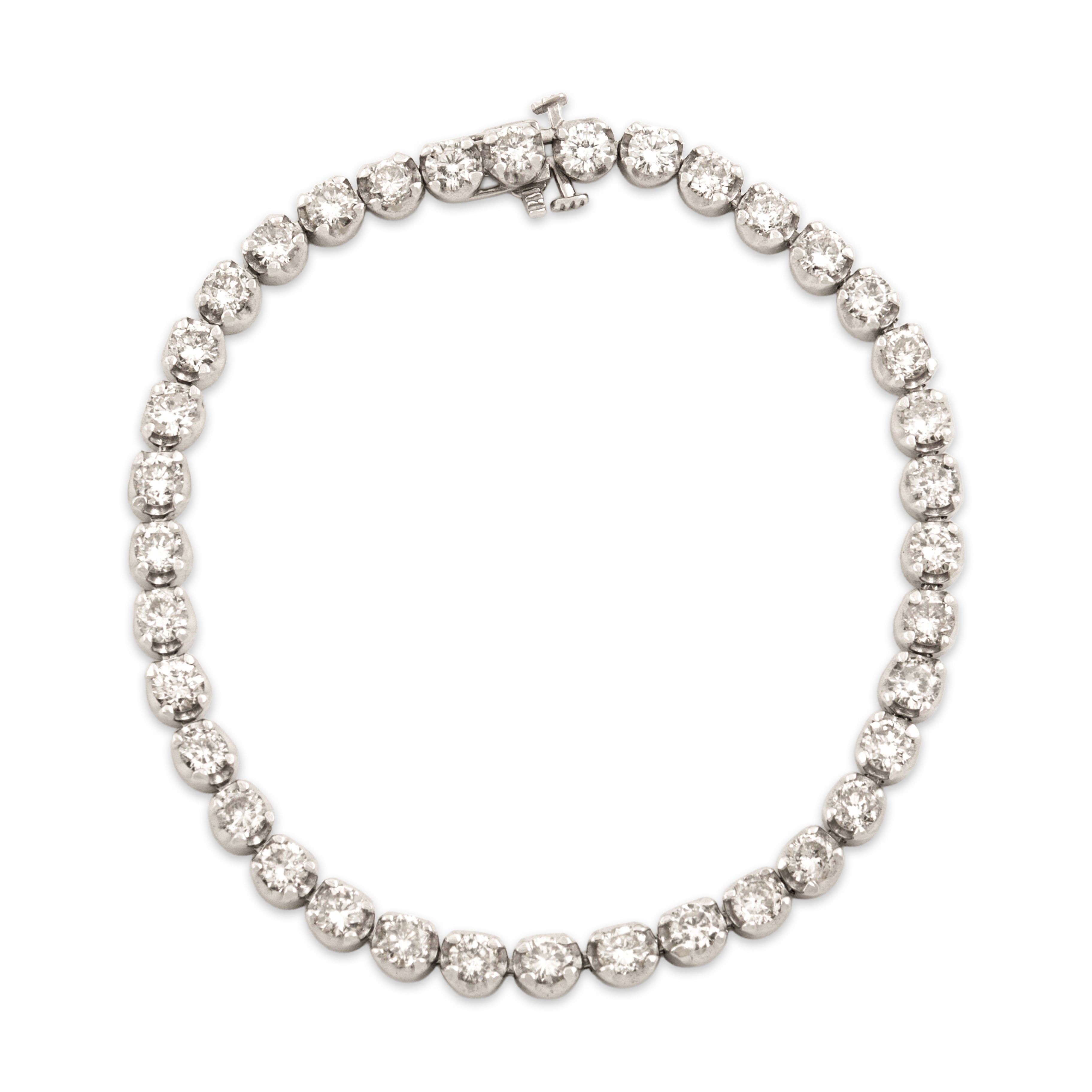 Vintage 14k White Gold 4.71cttw Diamond Gleaming Dazzling Tennis Bracelet 6.5