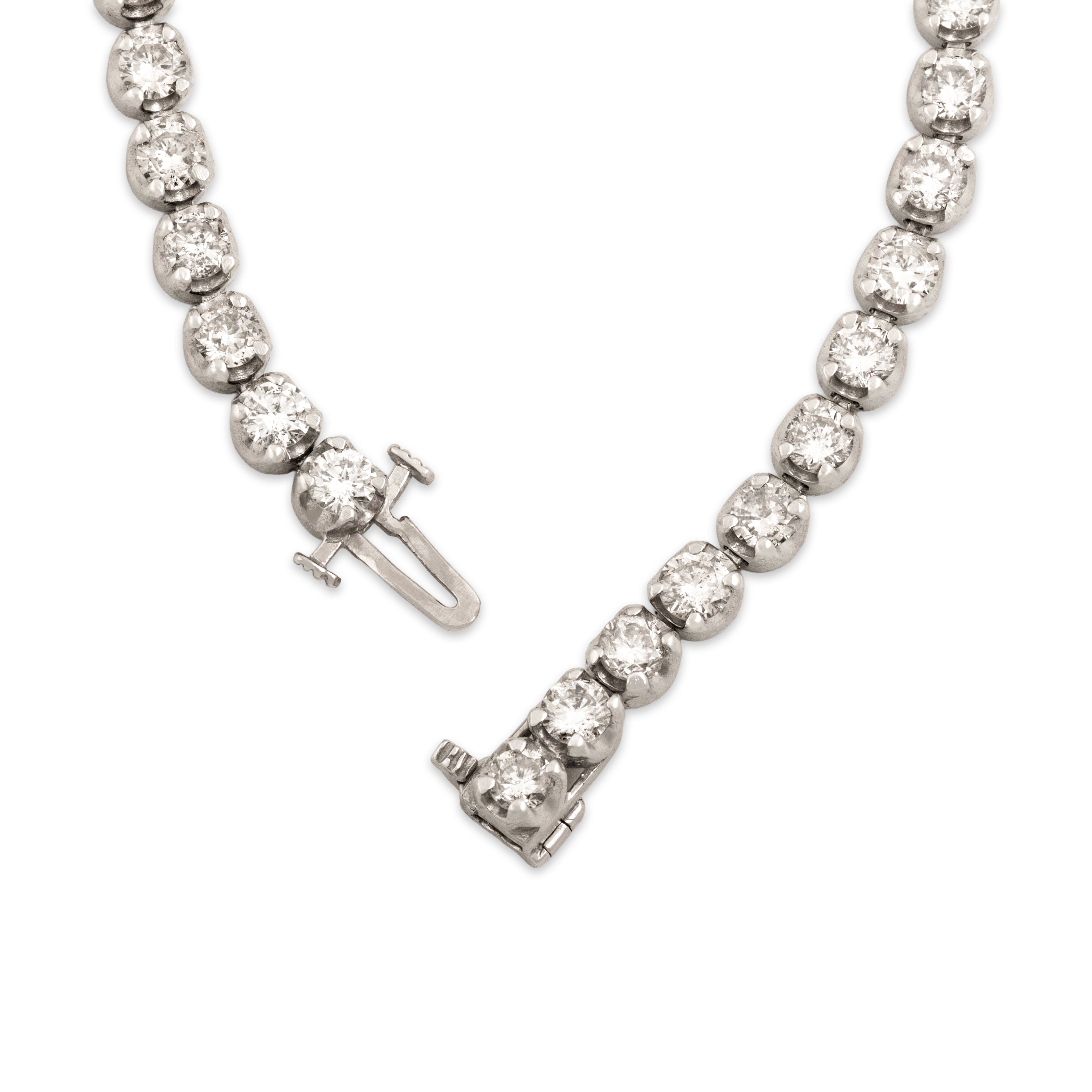 Vintage 14k White Gold 4.71cttw Diamond Gleaming Dazzling Tennis Bracelet 6.5