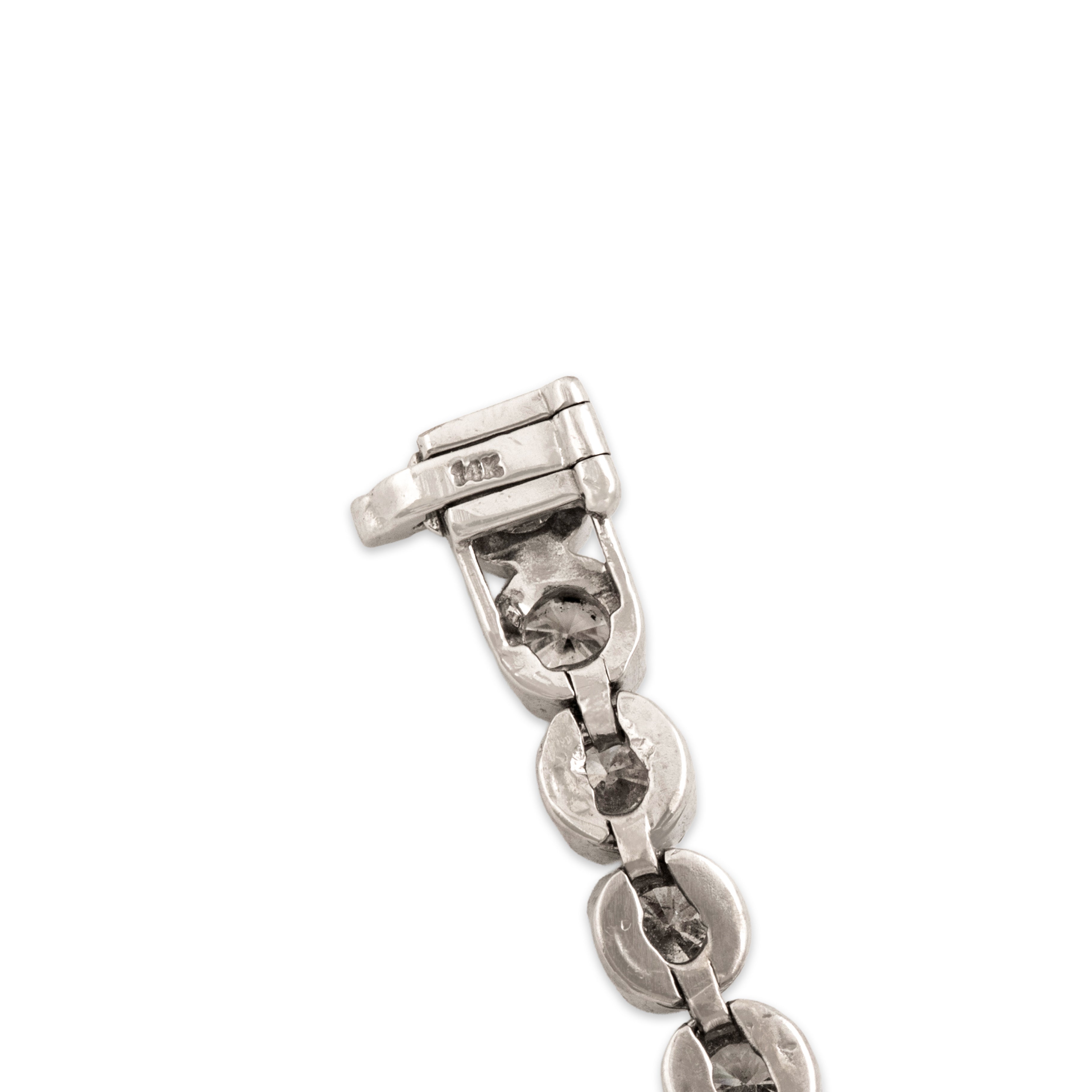 Vintage 14k White Gold 4.71cttw Diamond Gleaming Dazzling Tennis Bracelet 6.5