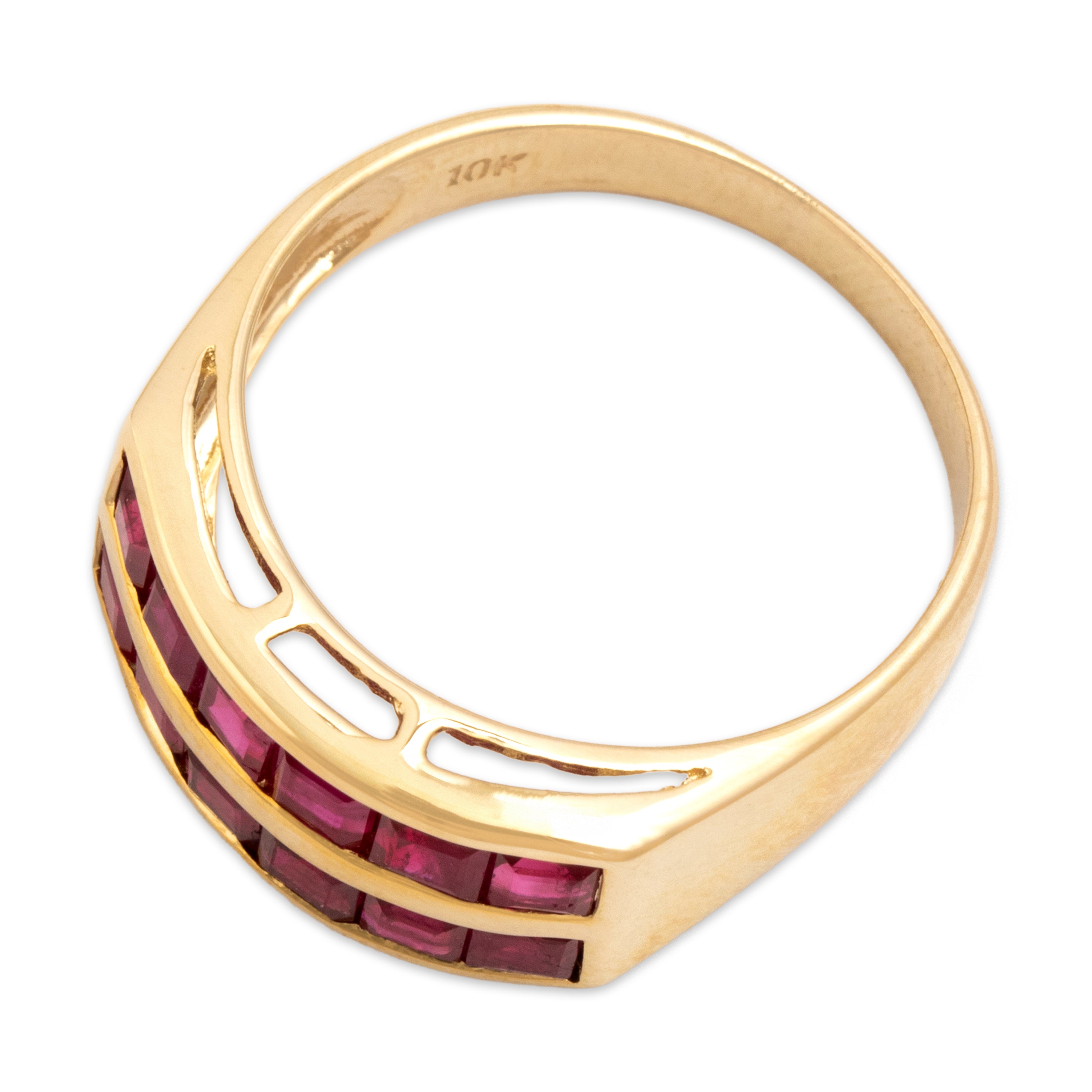 Vintage 10k Yellow Gold 1.86cttw Ruby Double Channel Band Ring - Overall view