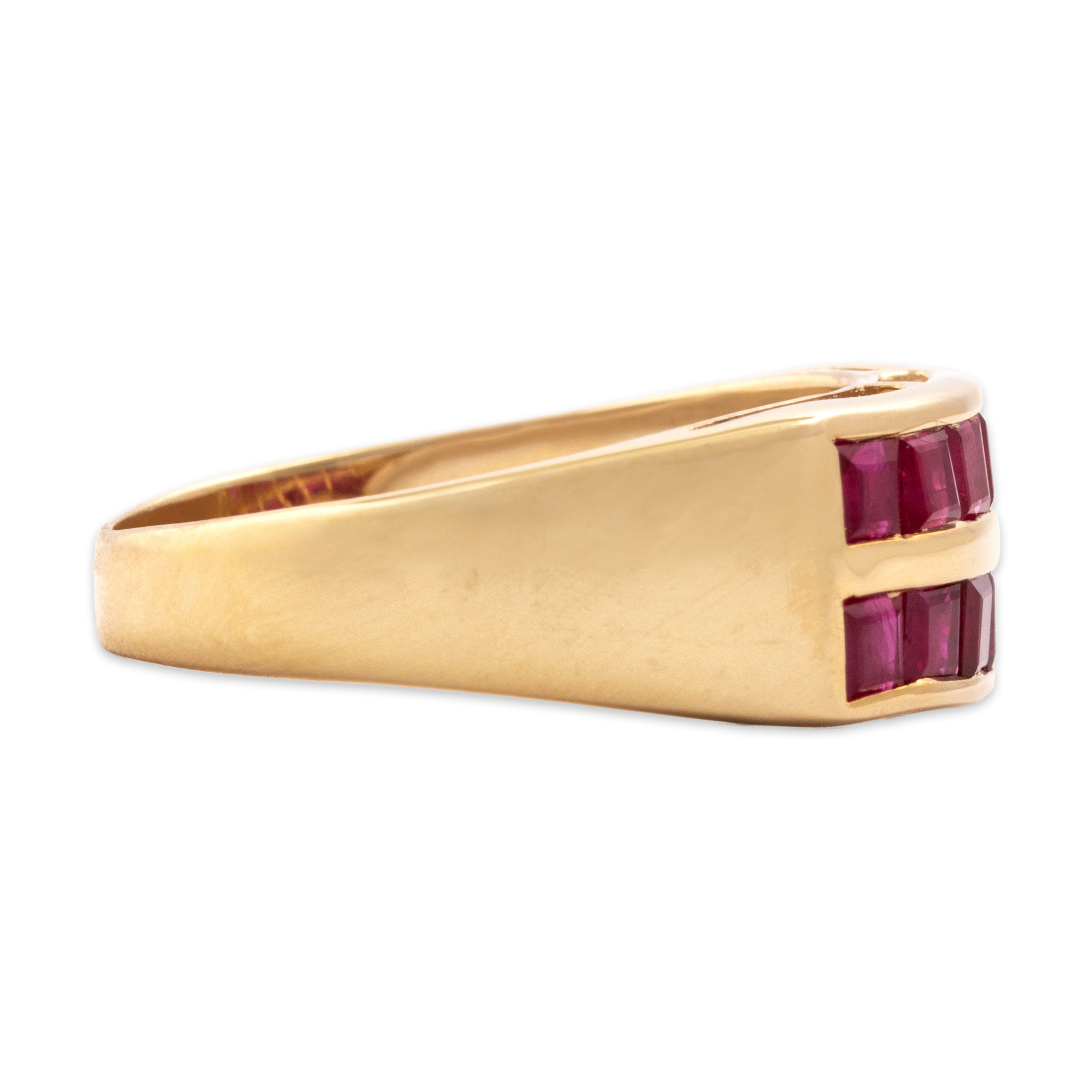 Vintage 10k Yellow Gold 1.86cttw Ruby Double Channel Band Ring - Side view