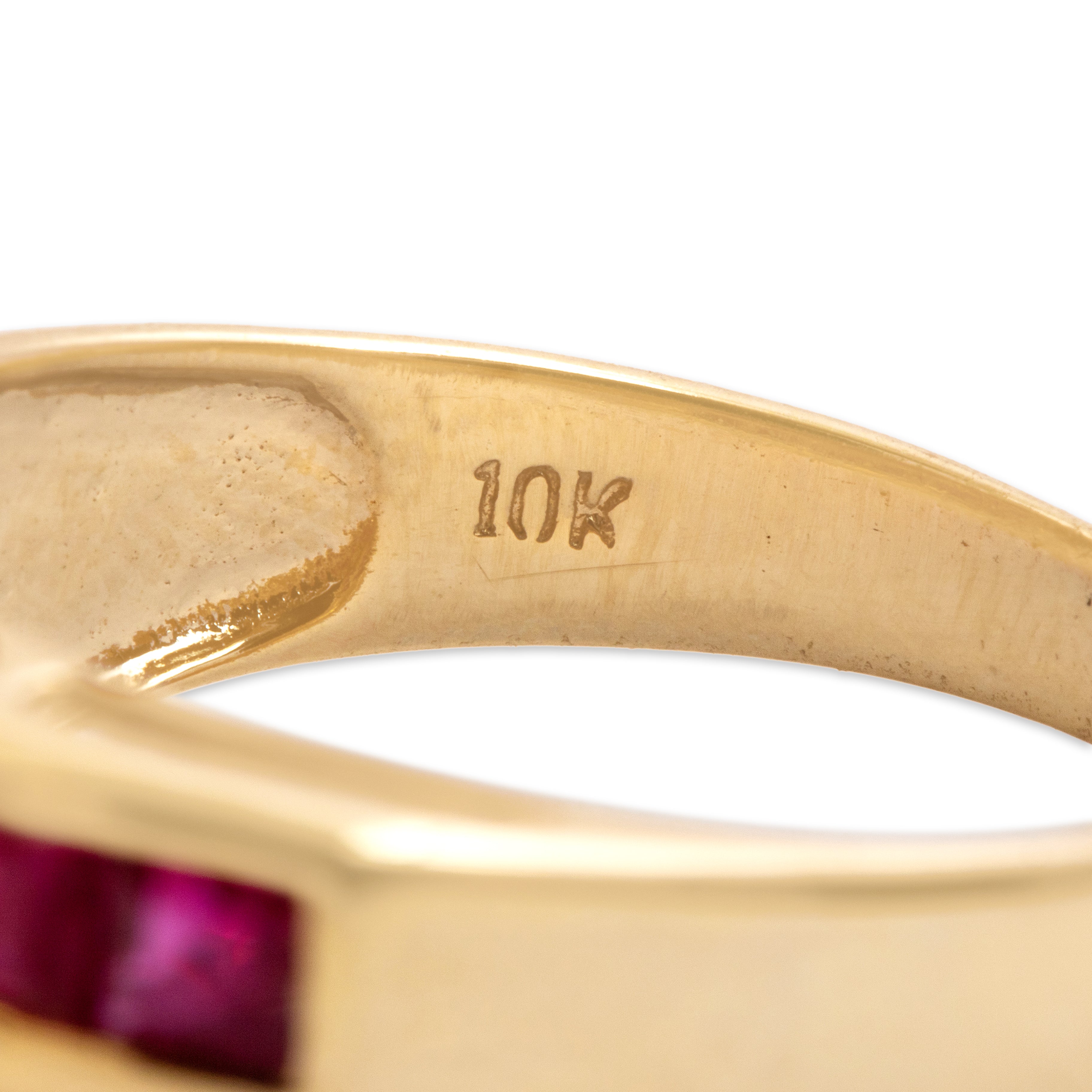 Vintage 10k Yellow Gold 1.86cttw Ruby Double Channel Band Ring - Hallmark view