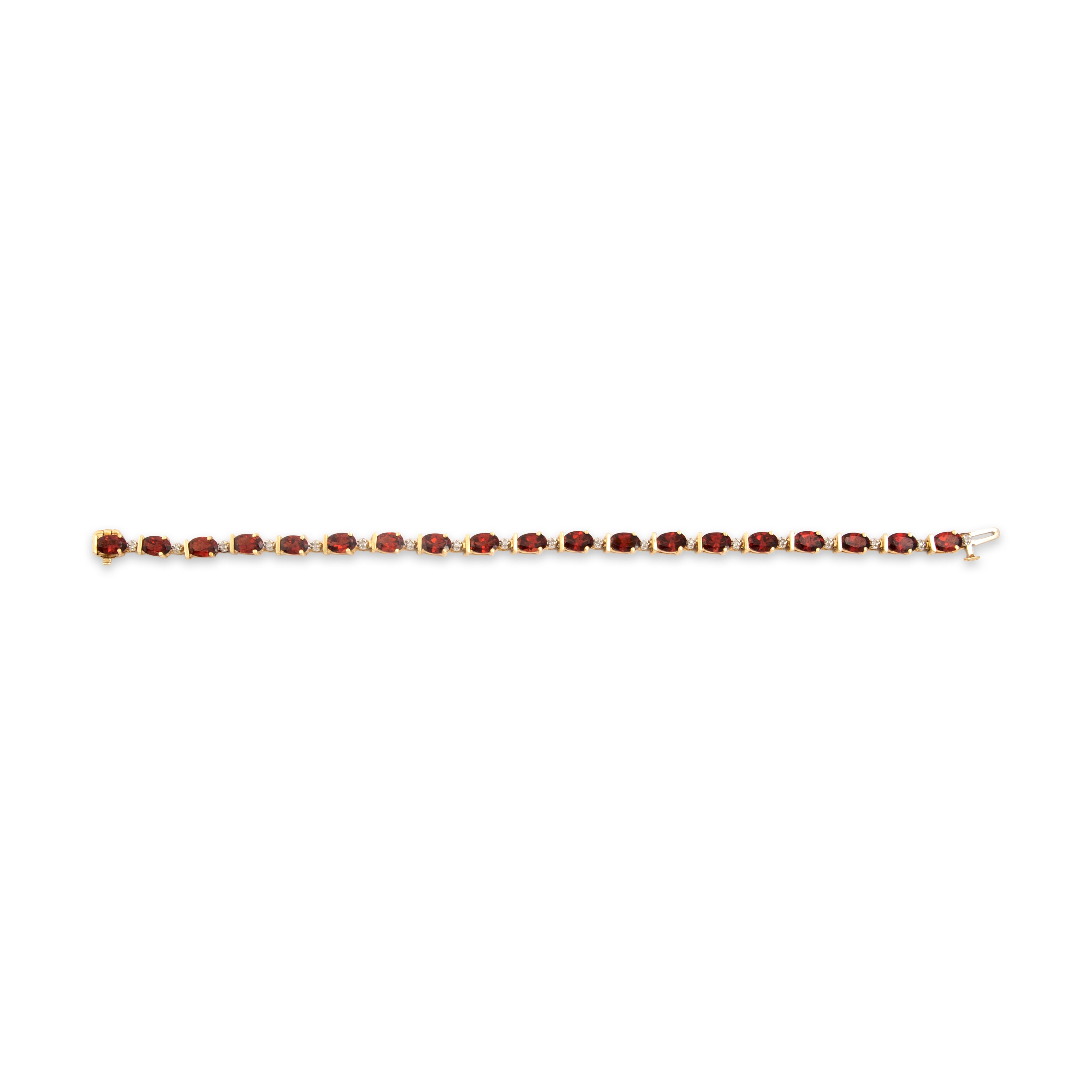 Vintage 14k Yellow Gold 9.85cttw Garnet Diamond Oval Tennis Bracelet - Overall view