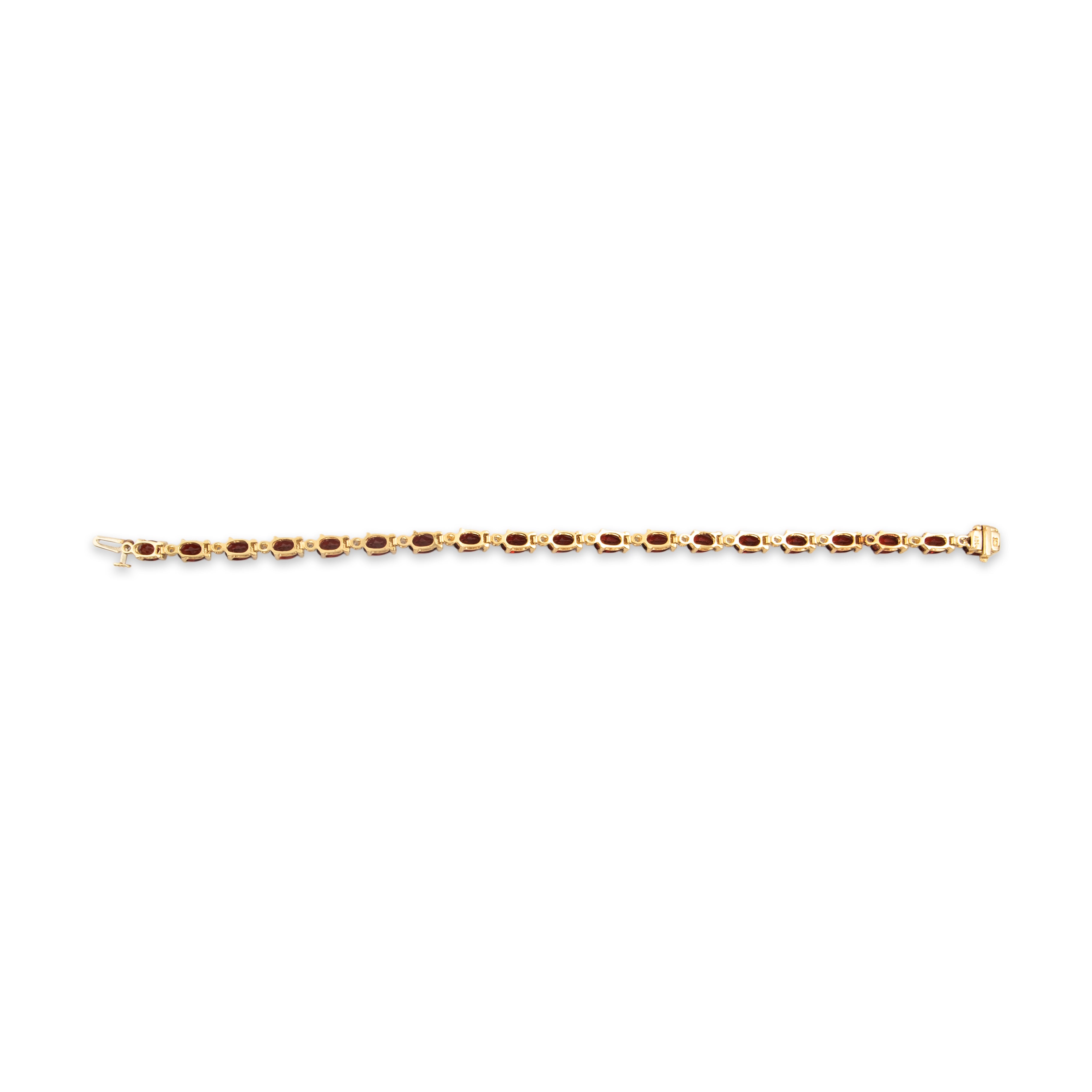 Vintage 14k Yellow Gold 9.85cttw Garnet Diamond Oval Tennis Bracelet - Back view