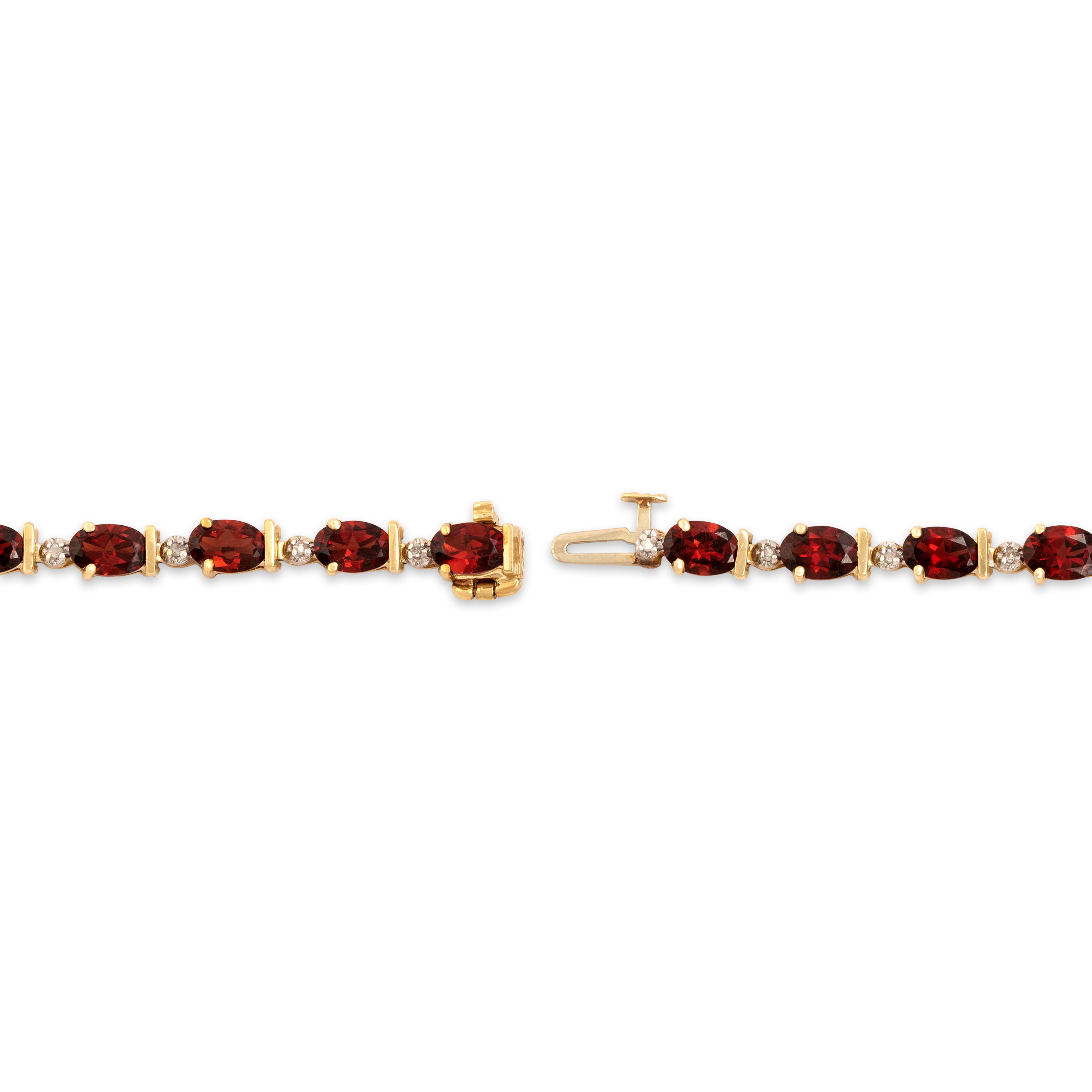 Vintage 14k Yellow Gold 9.85cttw Garnet Diamond Oval Tennis Bracelet - clasp view