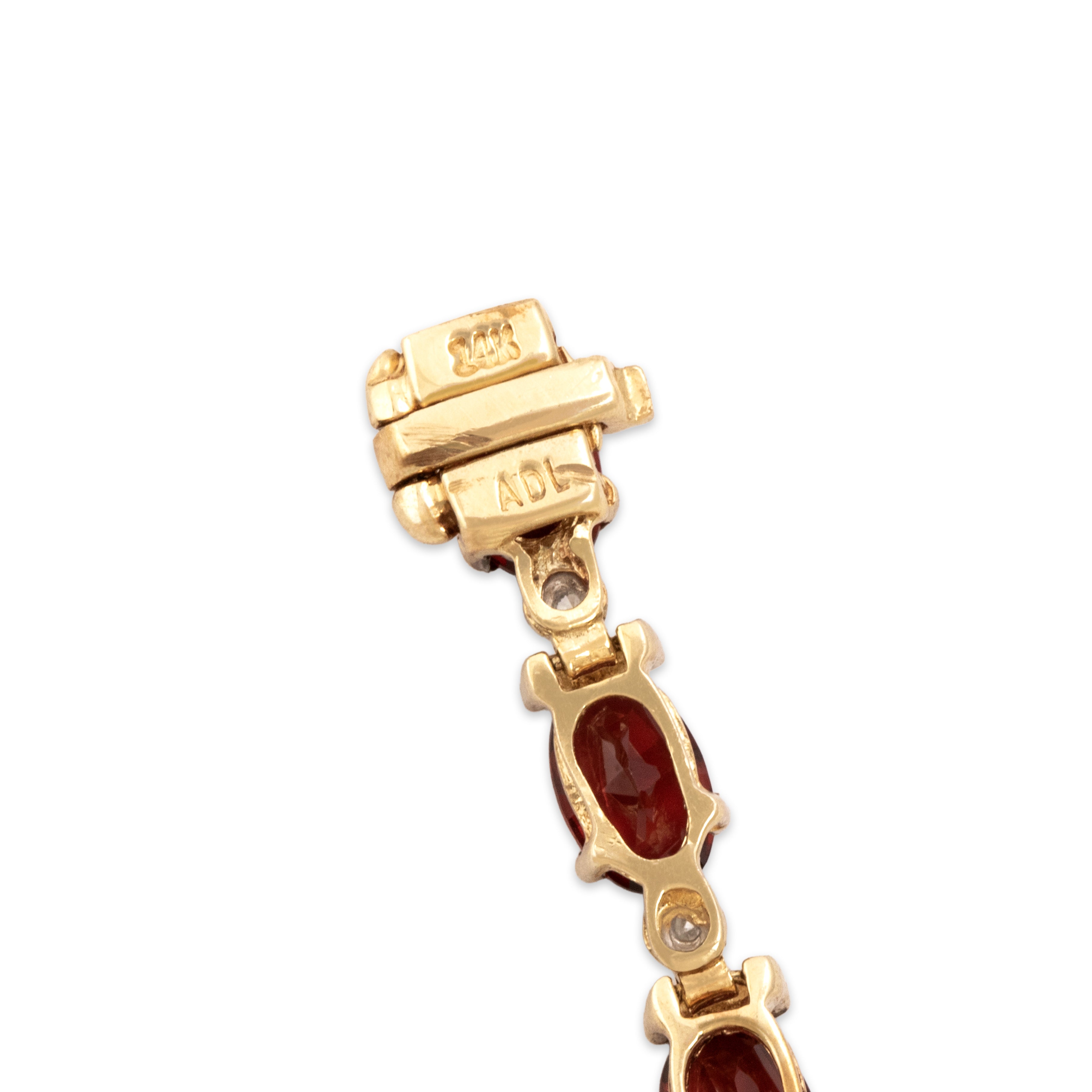 Vintage 14k Yellow Gold 9.85cttw Garnet Diamond Oval Tennis Bracelet - Hallmark view