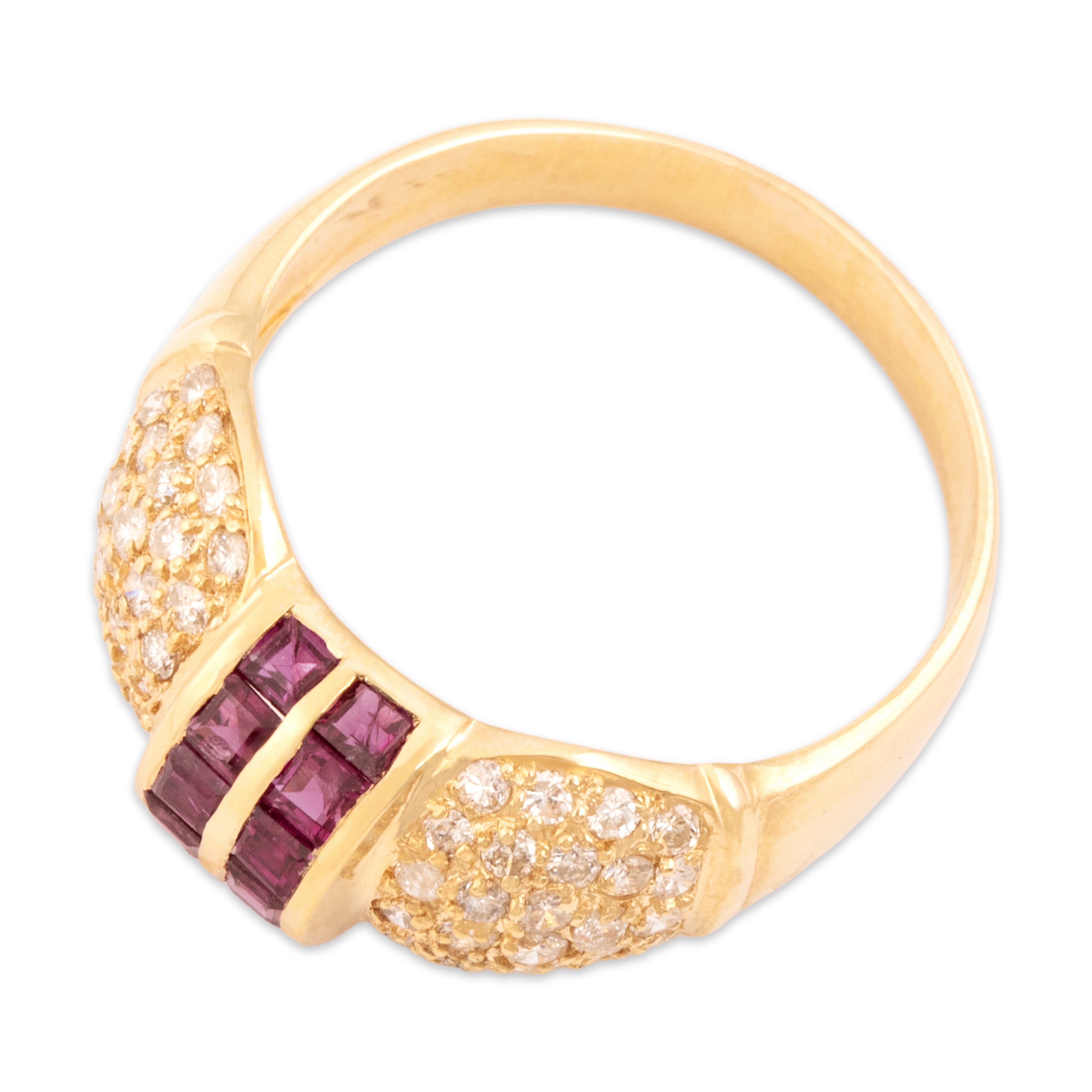 Vintage 14k Yellow Gold .73cttw Ruby .61cttw Diamond Dazzling Channel Ring 8.75