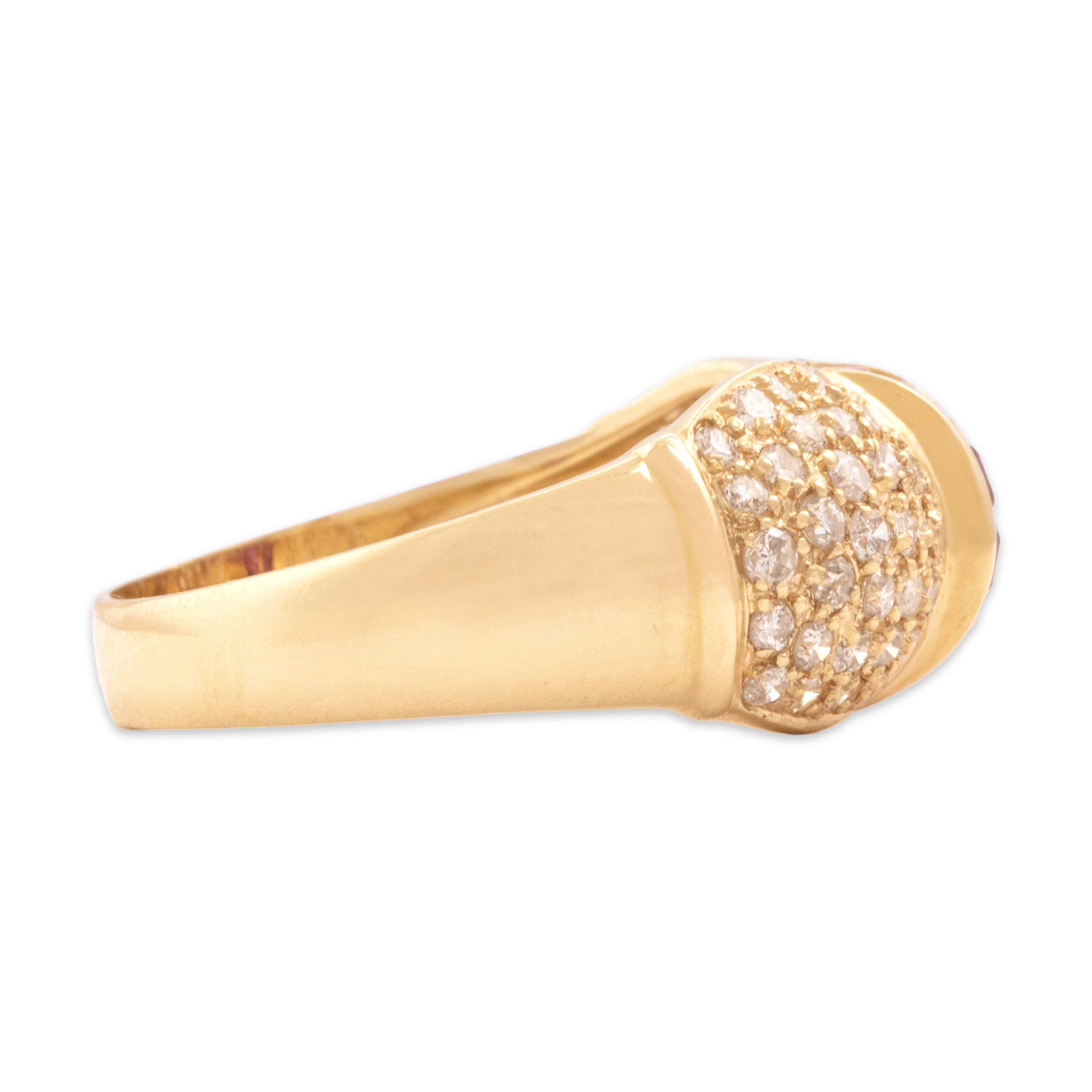 Vintage 14k Yellow Gold .73cttw Ruby .61cttw Diamond Dazzling Channel Arch Ring - Side view