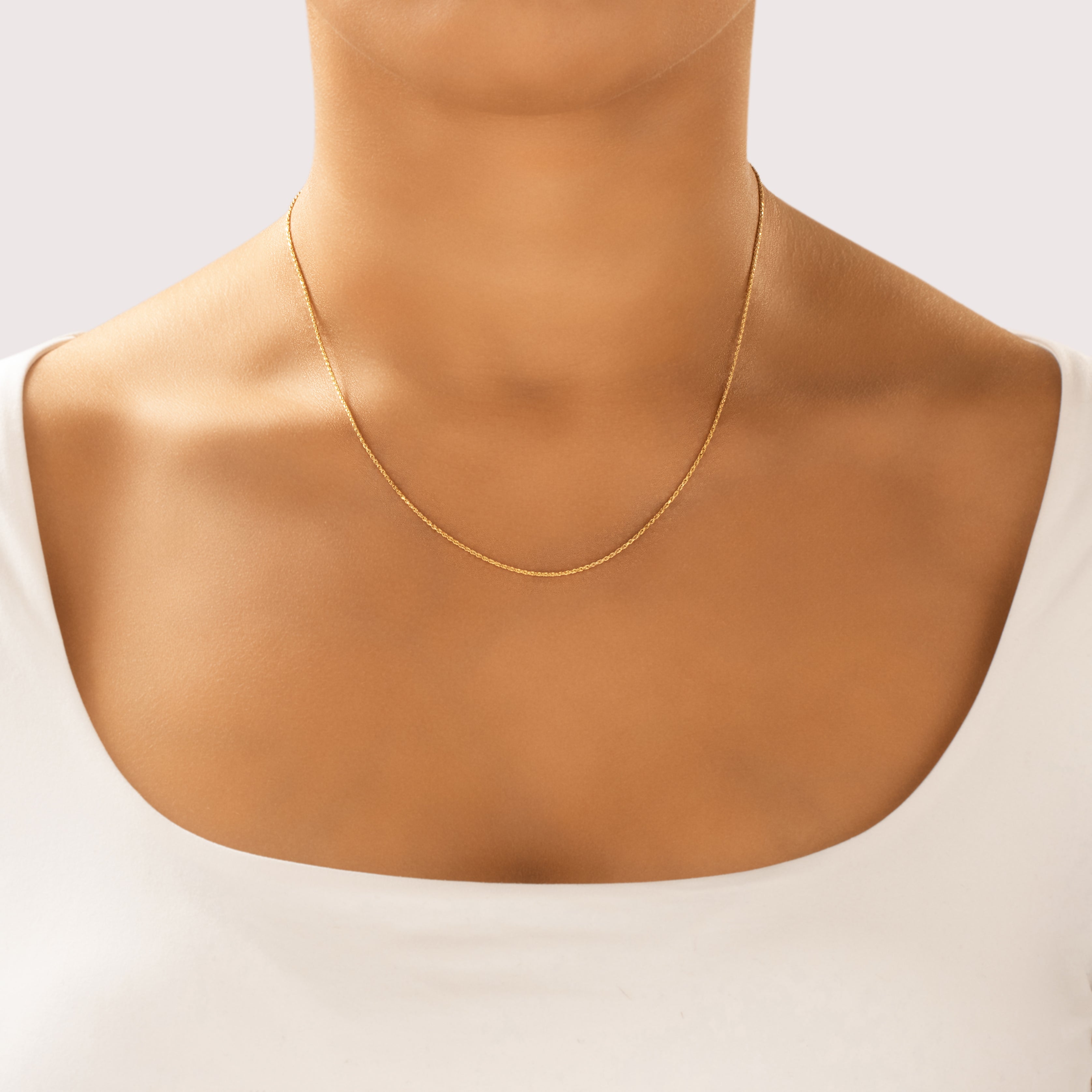 Estate 14k Yellow Gold Chic Twisted Rope 1mm (At Chain) Chain - On model view
