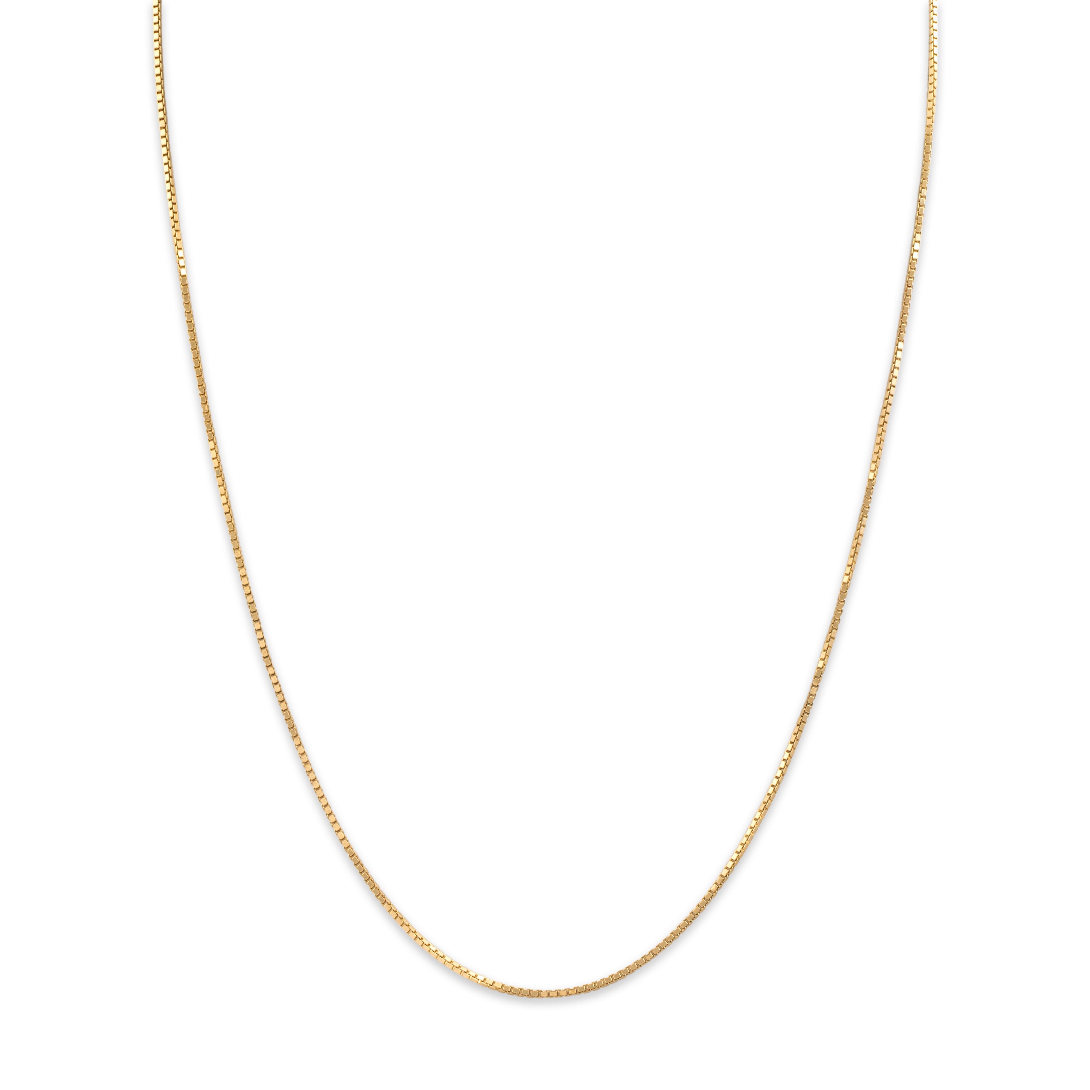 Vintage 14k Yellow Gold Sleek Minimal Box 1mm Chain - Close-up view