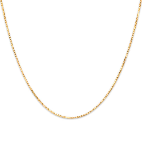Vintage 14k Yellow Gold Sleek Minimal Box 1mm Chain 16.5