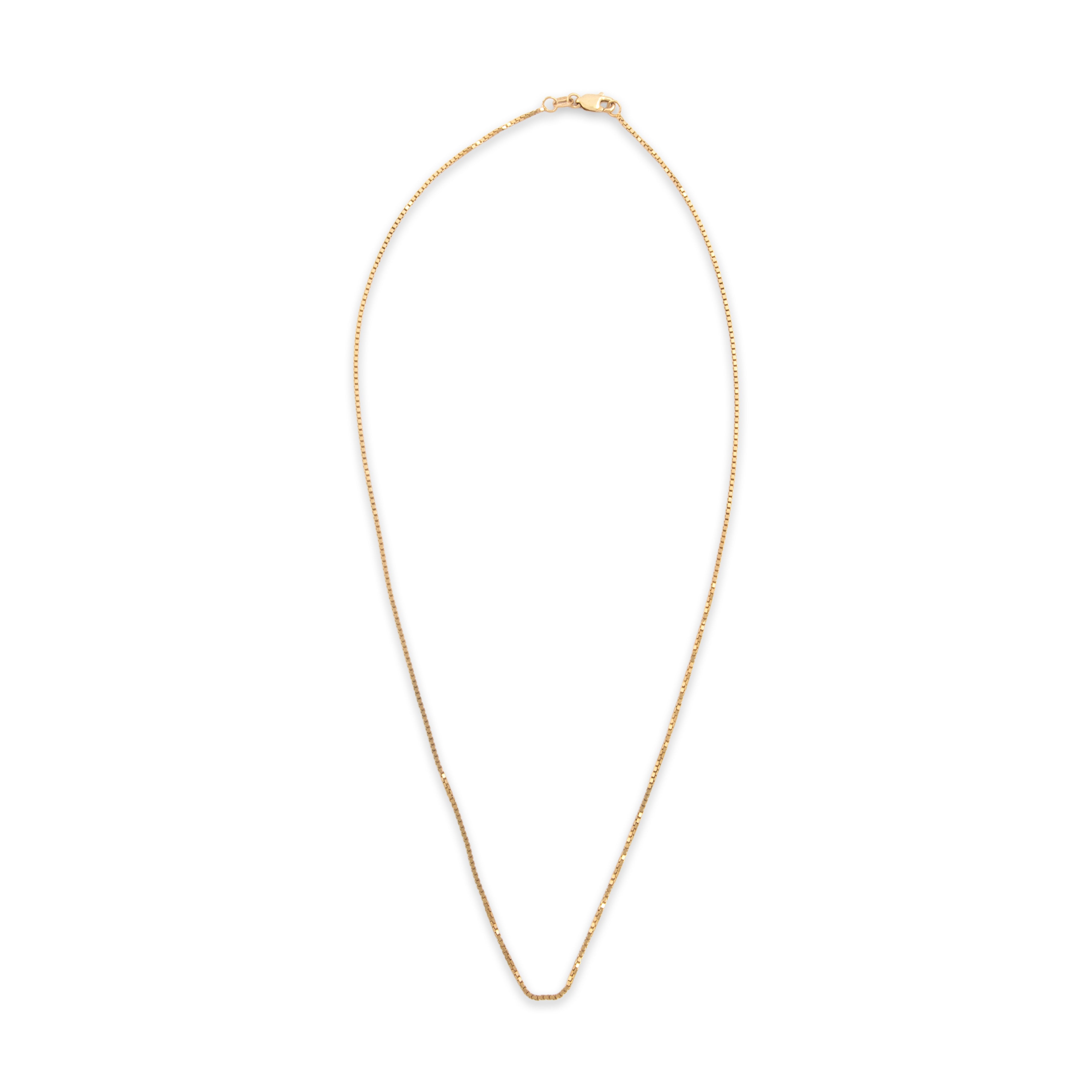 Vintage 14k Yellow Gold Sleek Minimal Box 1mm Chain - Overall view