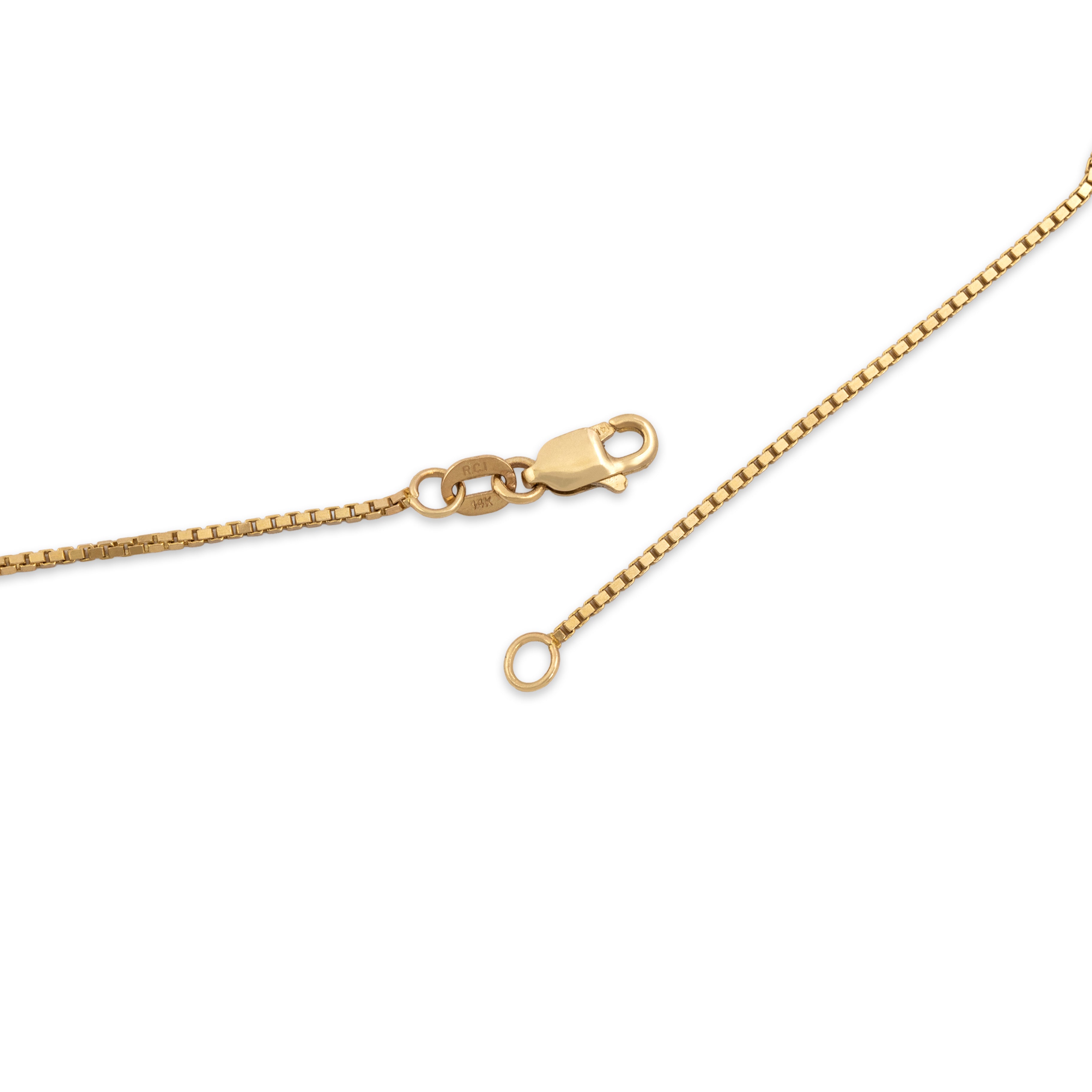 Vintage 14k Yellow Gold Sleek Minimal Box 1mm Chain - clasp view