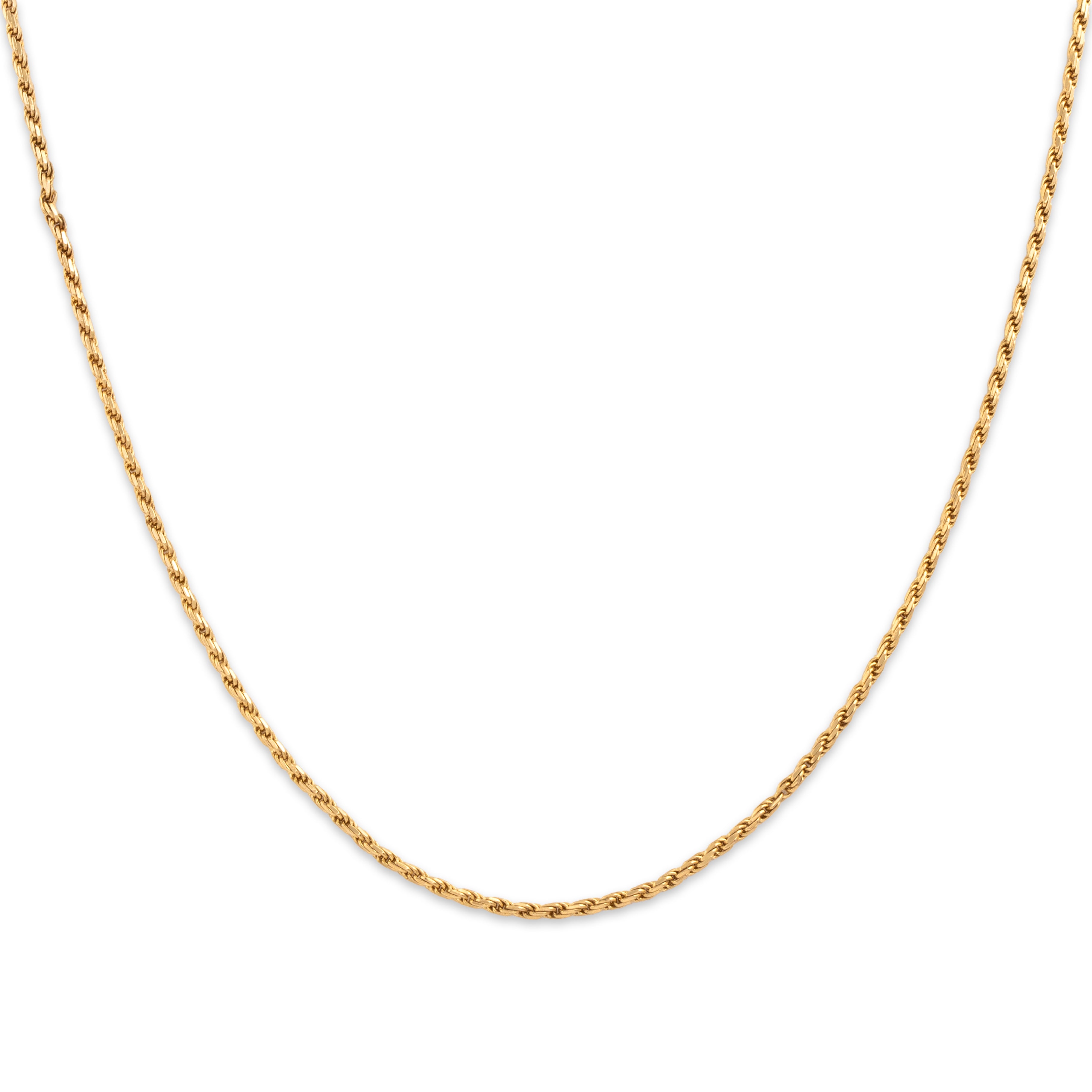 Estate Italian 14k Yellow Gold Elegant Rope Link 1.4mm Chain 16