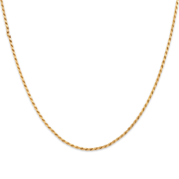 Estate Italian 14k Yellow Gold Elegant Rope Link 1.4mm Chain 16