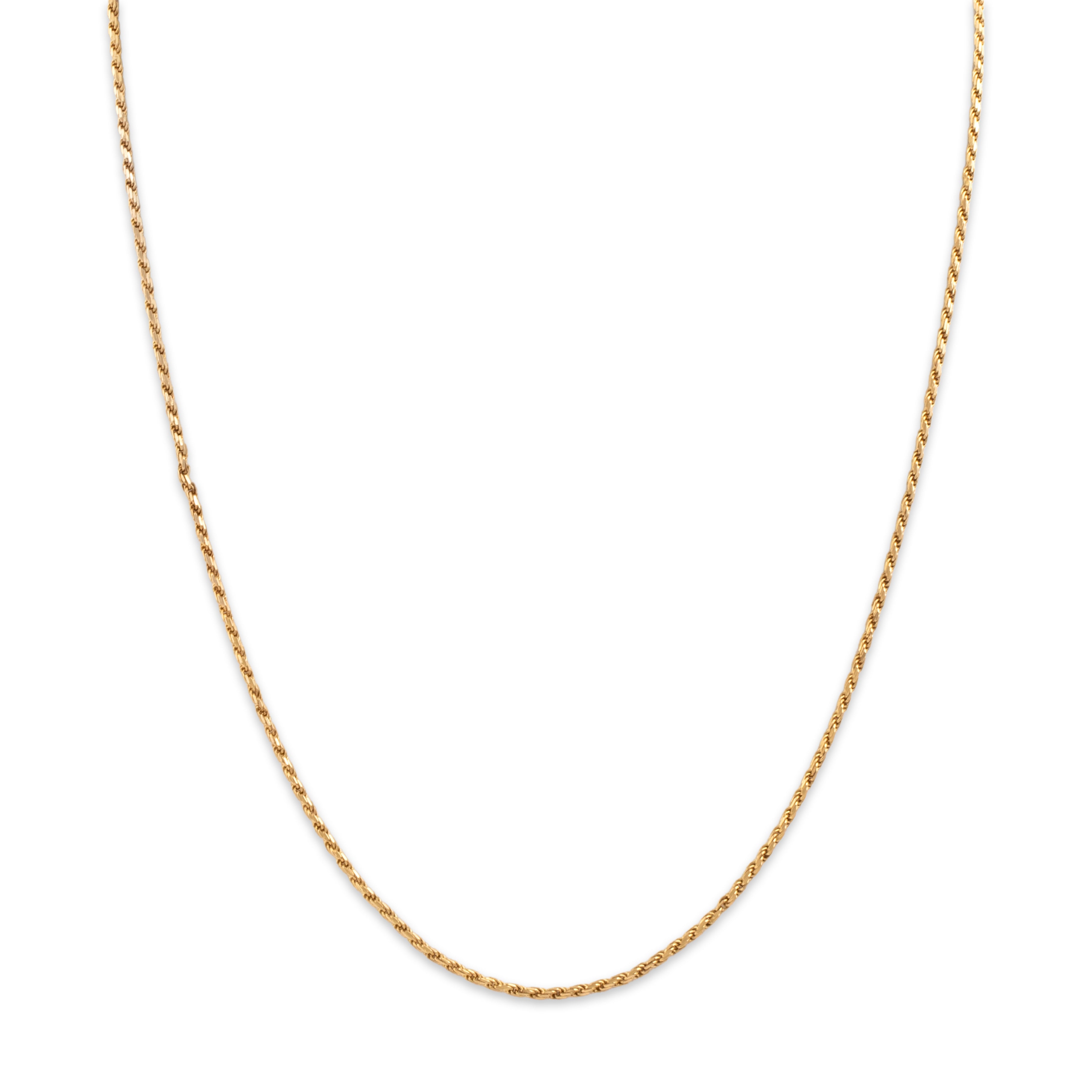 Estate Italian 14k Yellow Gold Elegant Rope Link 1.4mm Chain 16