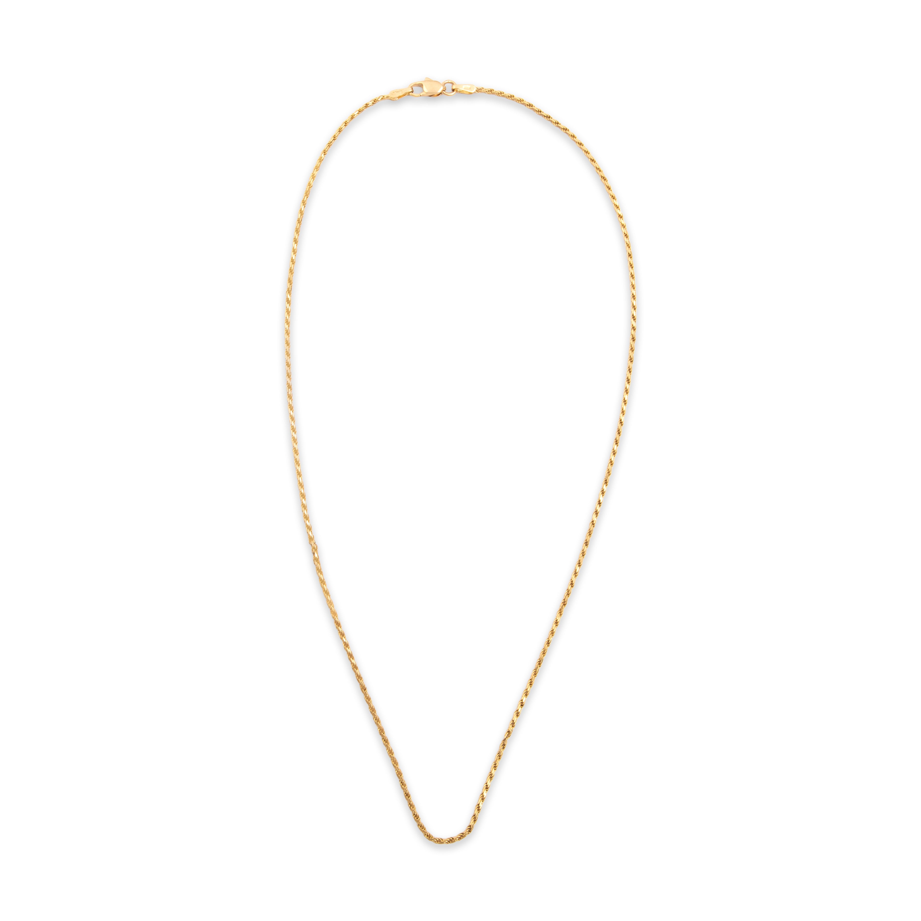Estate Italian 14k Yellow Gold Elegant Rope Link 1.4mm Chain 16