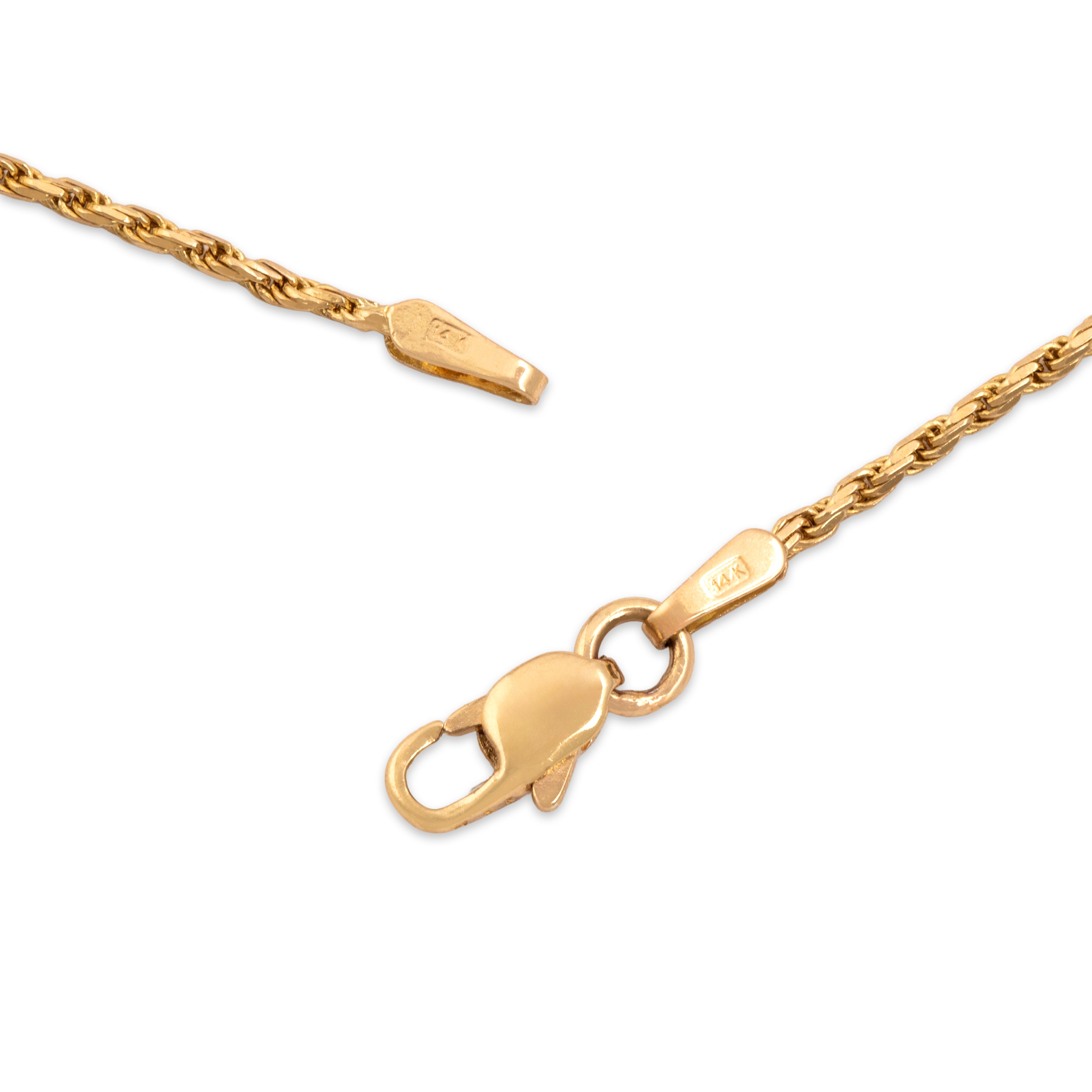 Estate Italian 14k Yellow Gold Elegant Rope Link 1.4mm (At Chain) Chain - clasp view
