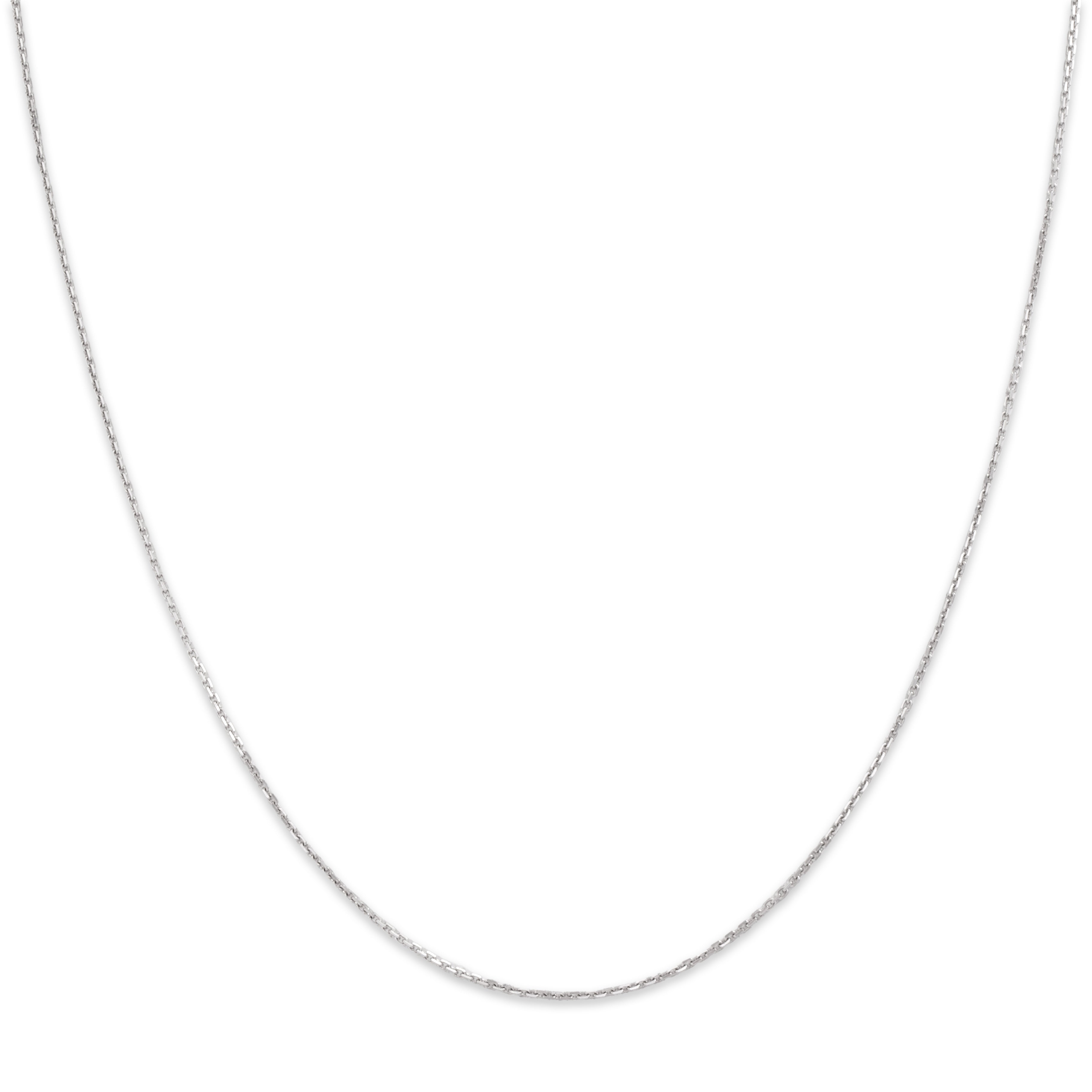 Vintage Italian 14k White Gold Classic Delicate Cable .9mm Chain - Close-up view