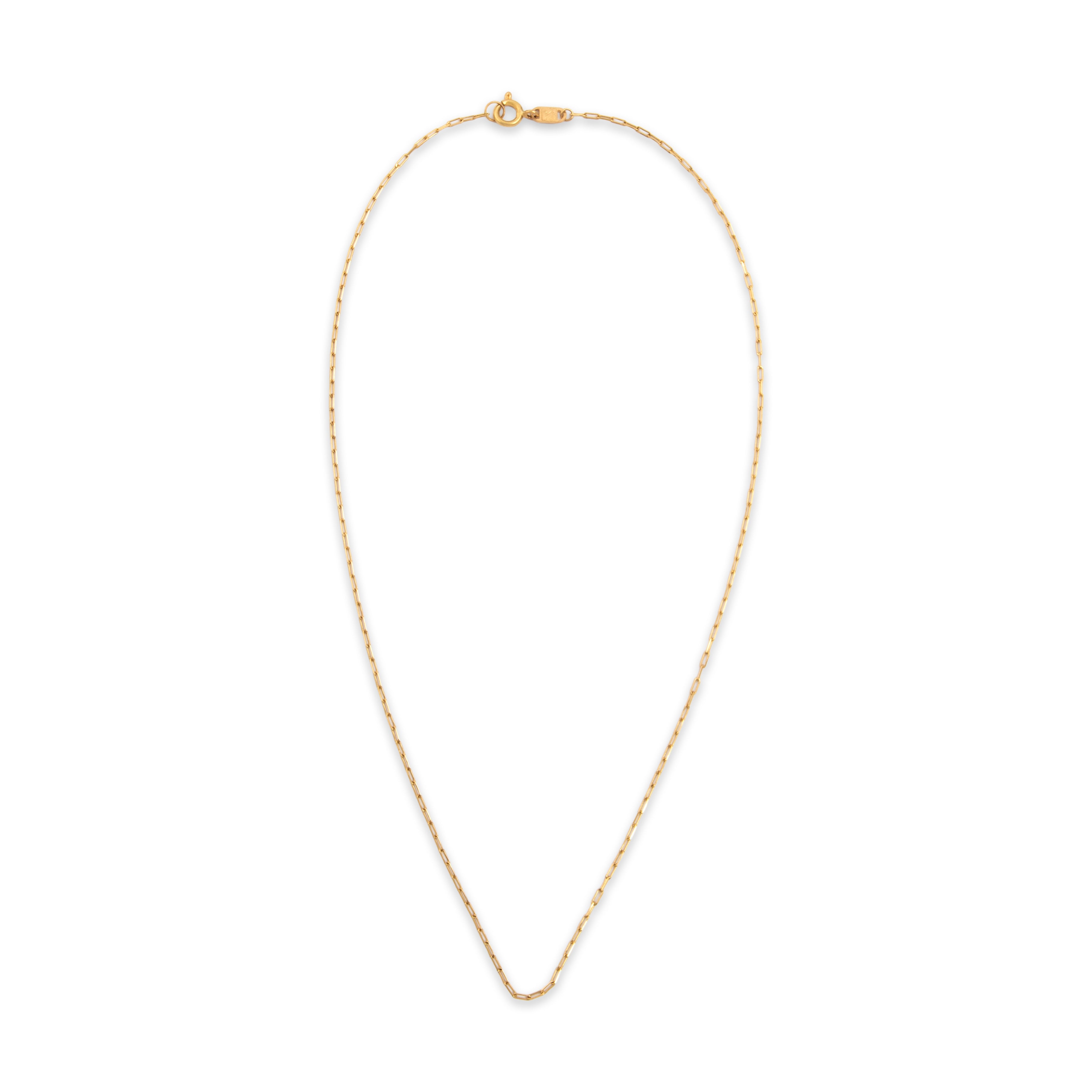 Estate 18k Yellow Gold Everyday Paperclip Link 1.2mm (At Link) Chain - Overall view