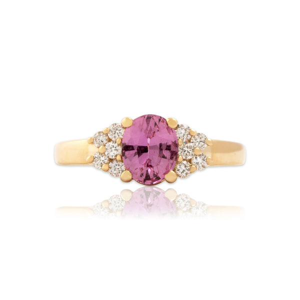 Estate 14k Yellow Gold 1.09ct Pink Sapphire Diamond Incredible Glittering Ring 7.00