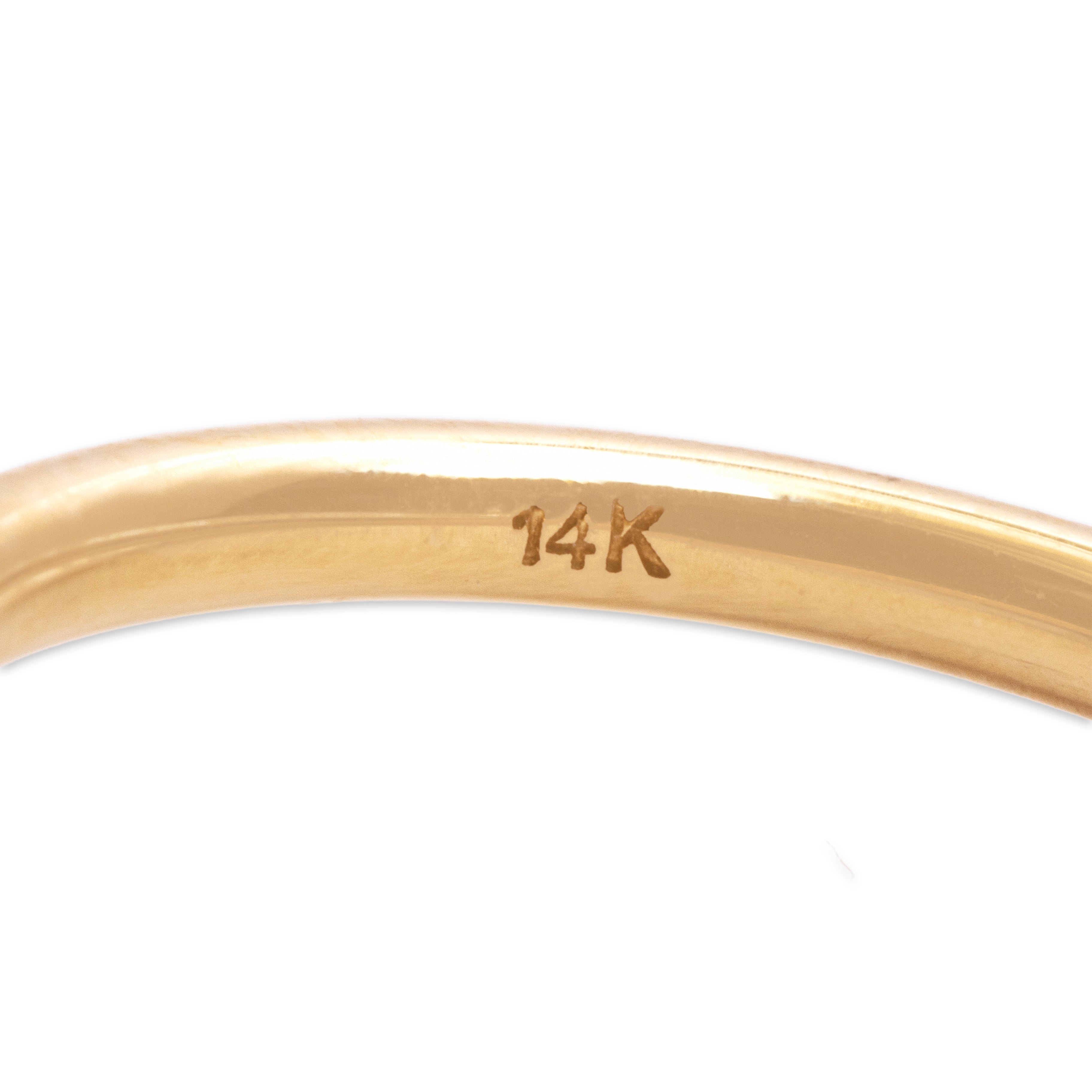 Estate 14k Yellow Gold .72ct Pink Sapphire Diamond Glittering Oval Halo Ring - Hallmark view