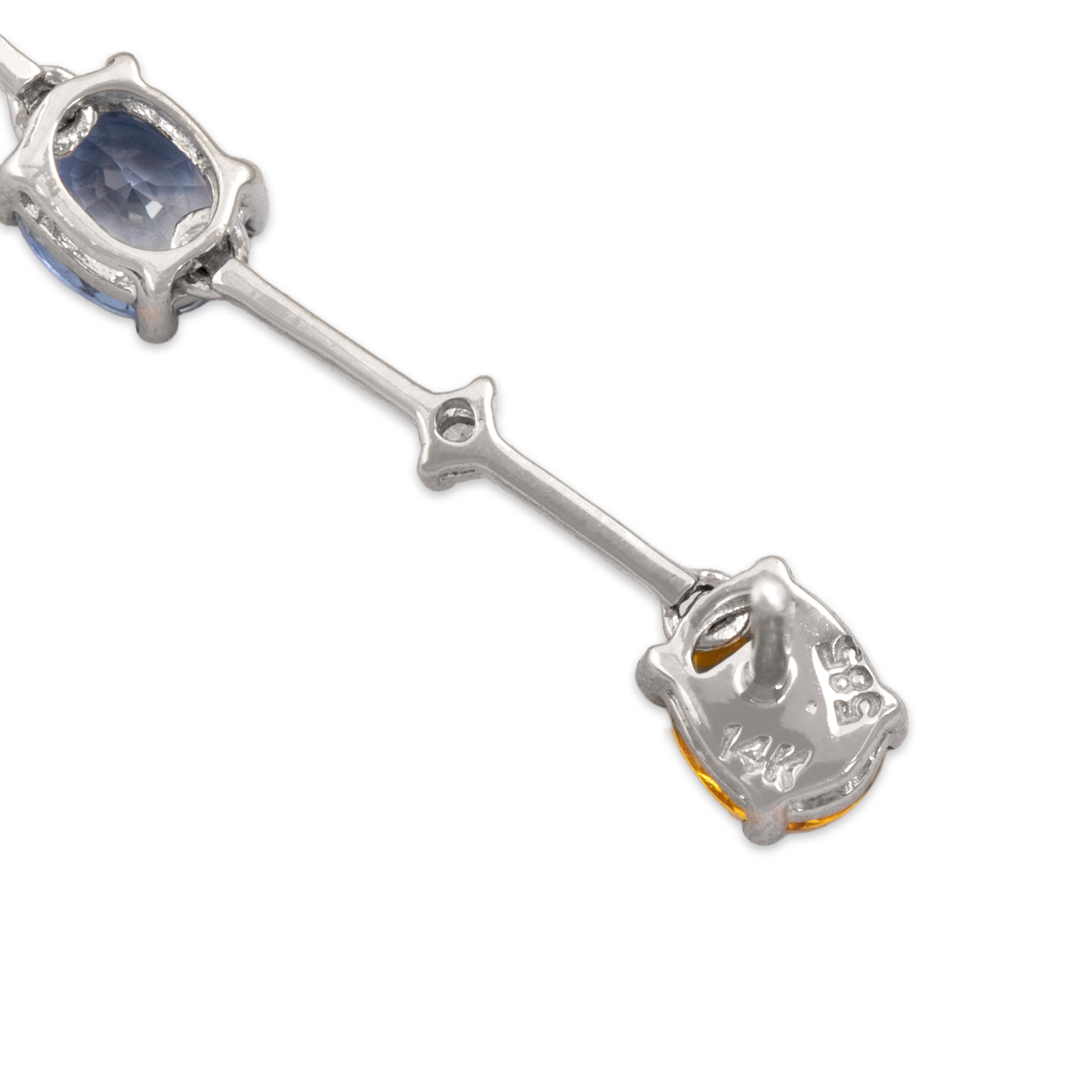 Estate 14k White Gold 1.7cttw Sapphire Diamond Chic Pastel Drop Dangle Earrings - Hallmark view