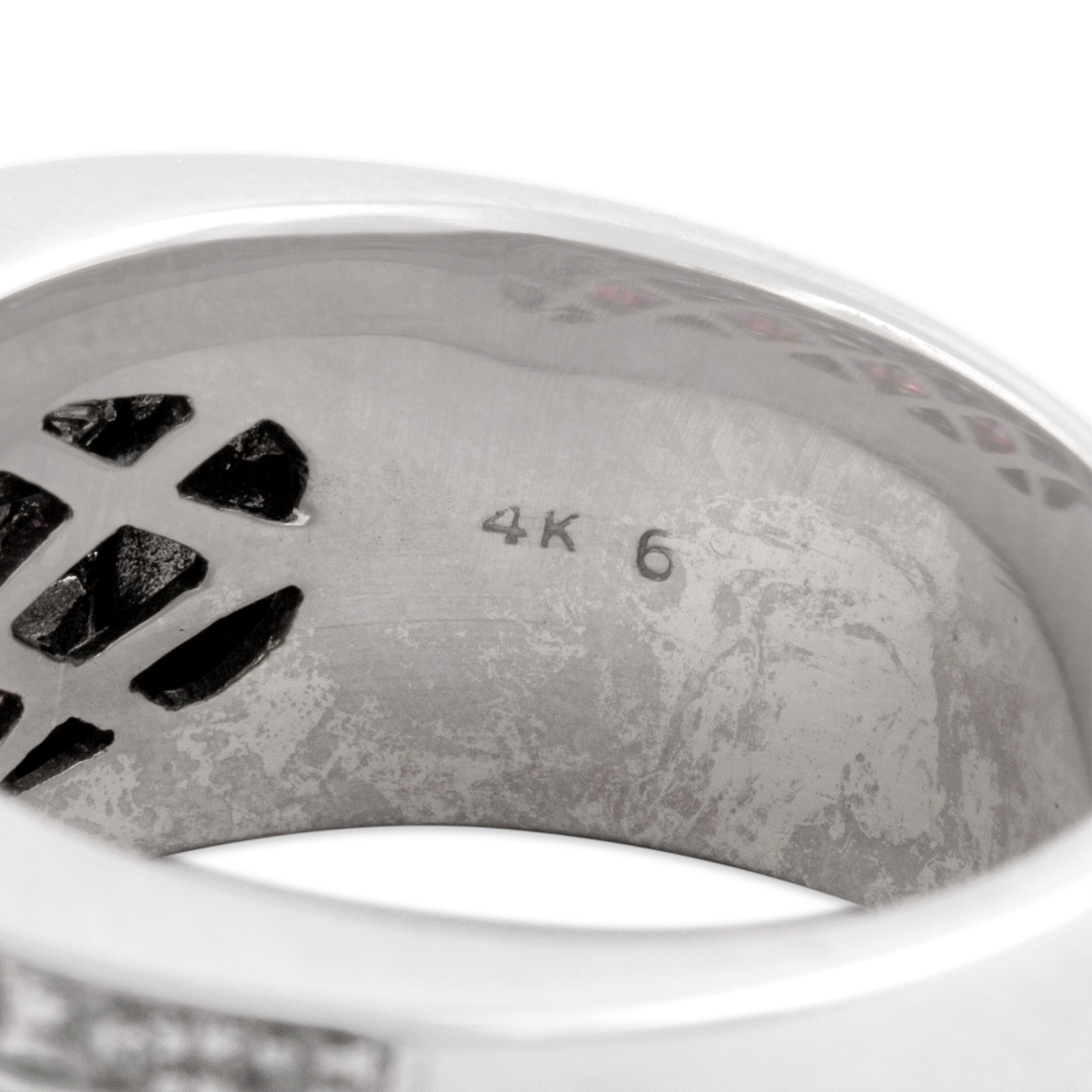 Vintage 14k White Gold .89cttw Ruby Diamond Wide Bold Channel Set Band Ring - Hallmark view