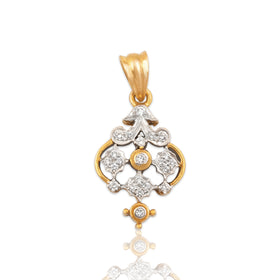 Vintage 18k Yellow & White Gold .25cttw Diamond Stunning Flourish Pendant
