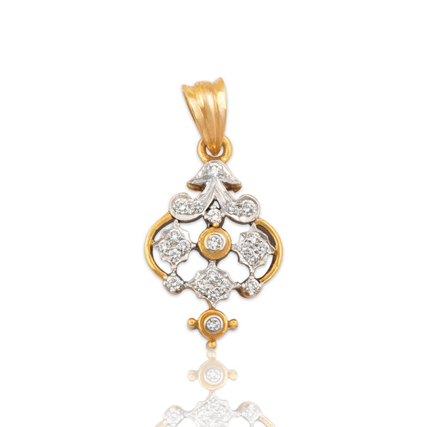 Vintage 18k Yellow & White Gold .25cttw Diamond Stunning Flourish Pendant