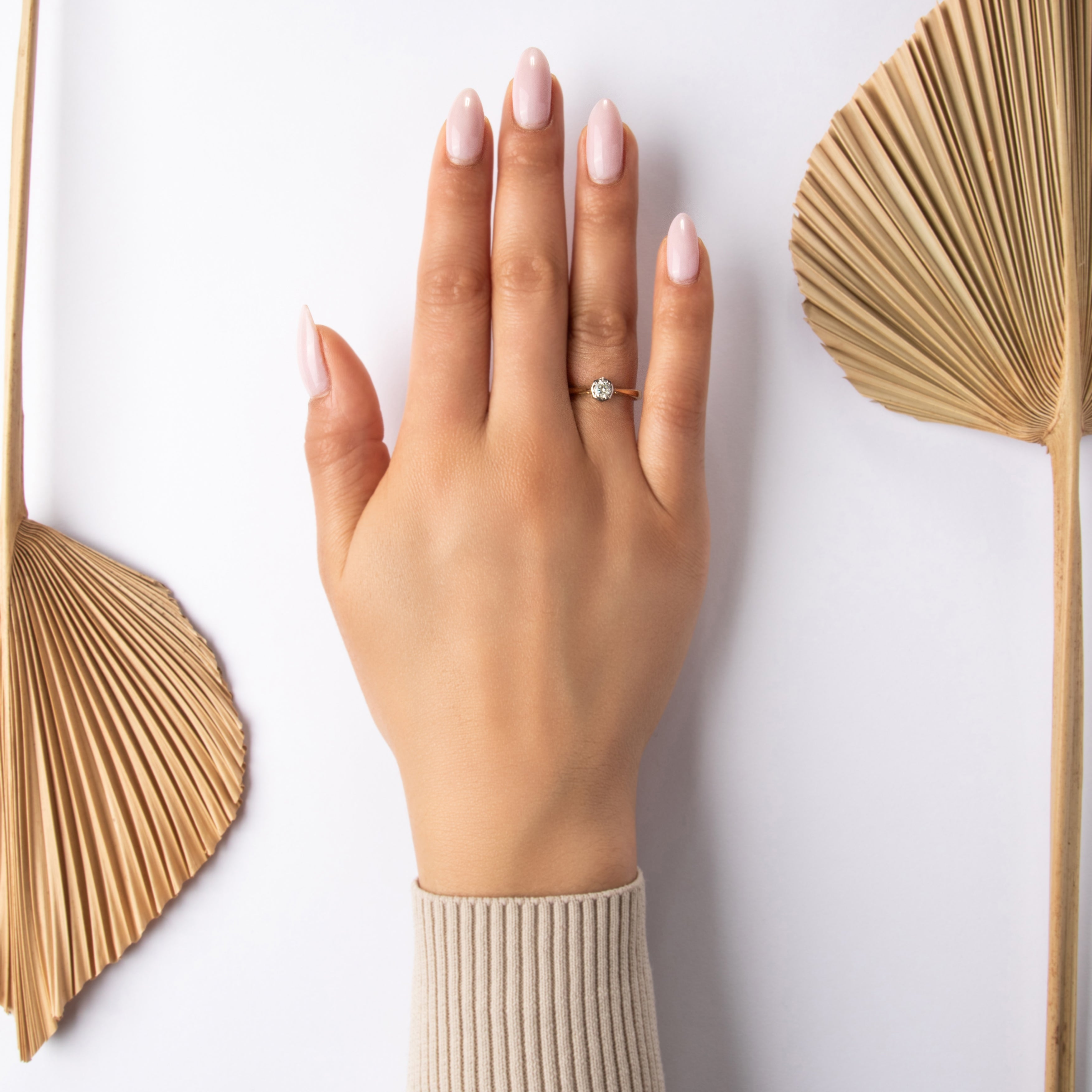 Vintage English 18k Yellow & White Gold .23ct Diamond Refined Octagonal Ring - On model view