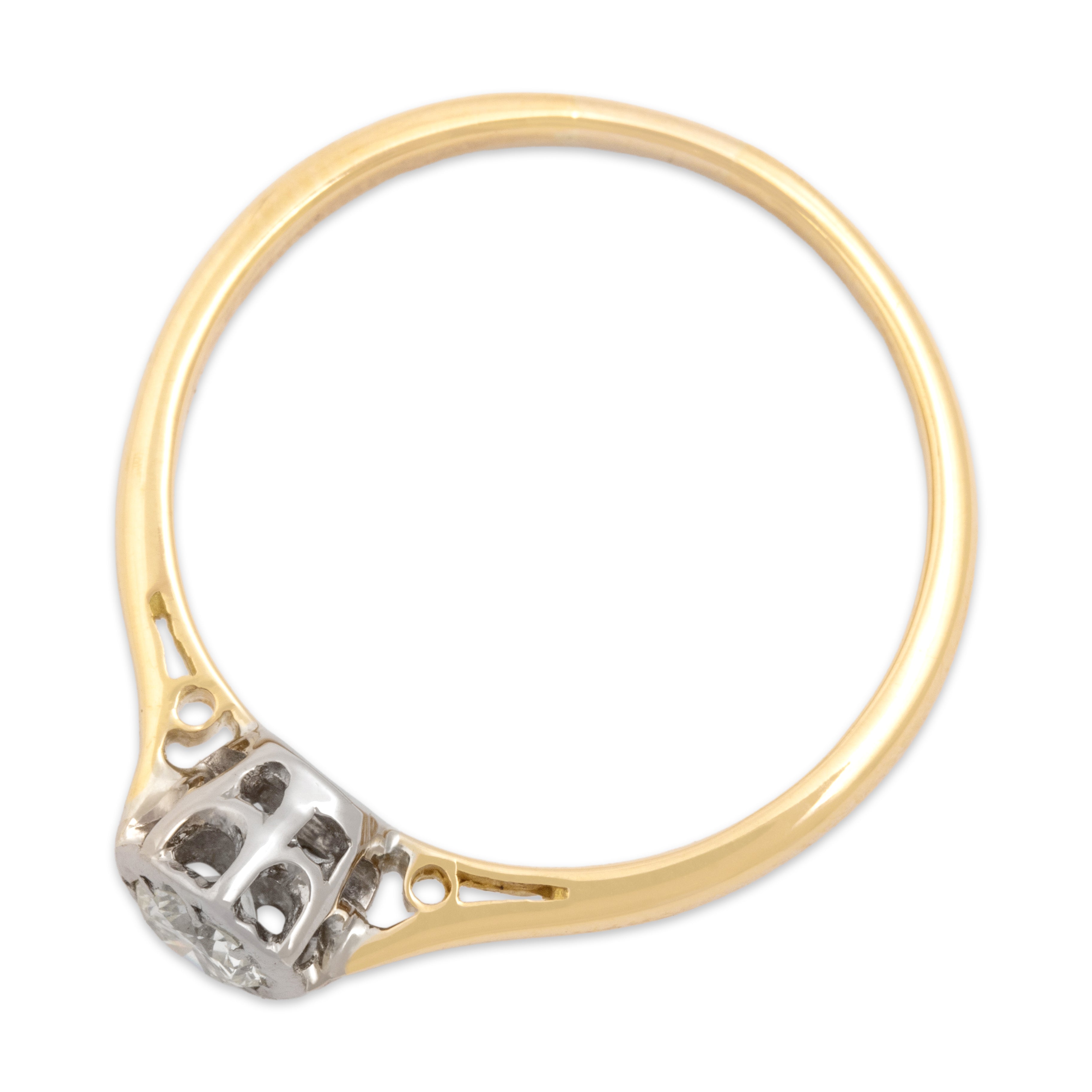 Vintage English 18k Yellow & White Gold .23ct Diamond Refined Octagonal Ring - Overall view