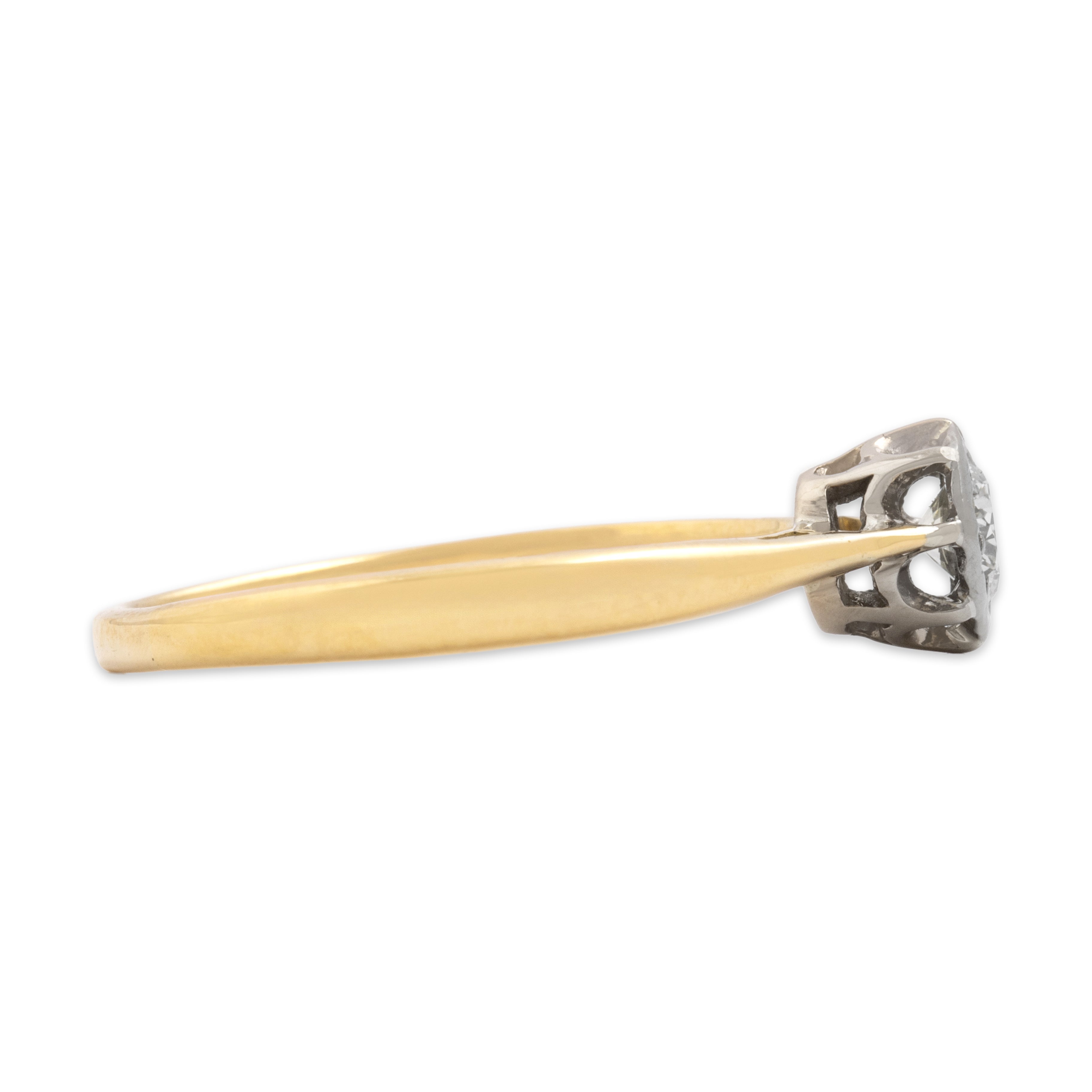 Vintage English 18k Yellow & White Gold .23ct Diamond Refined Octagonal Ring - Side view