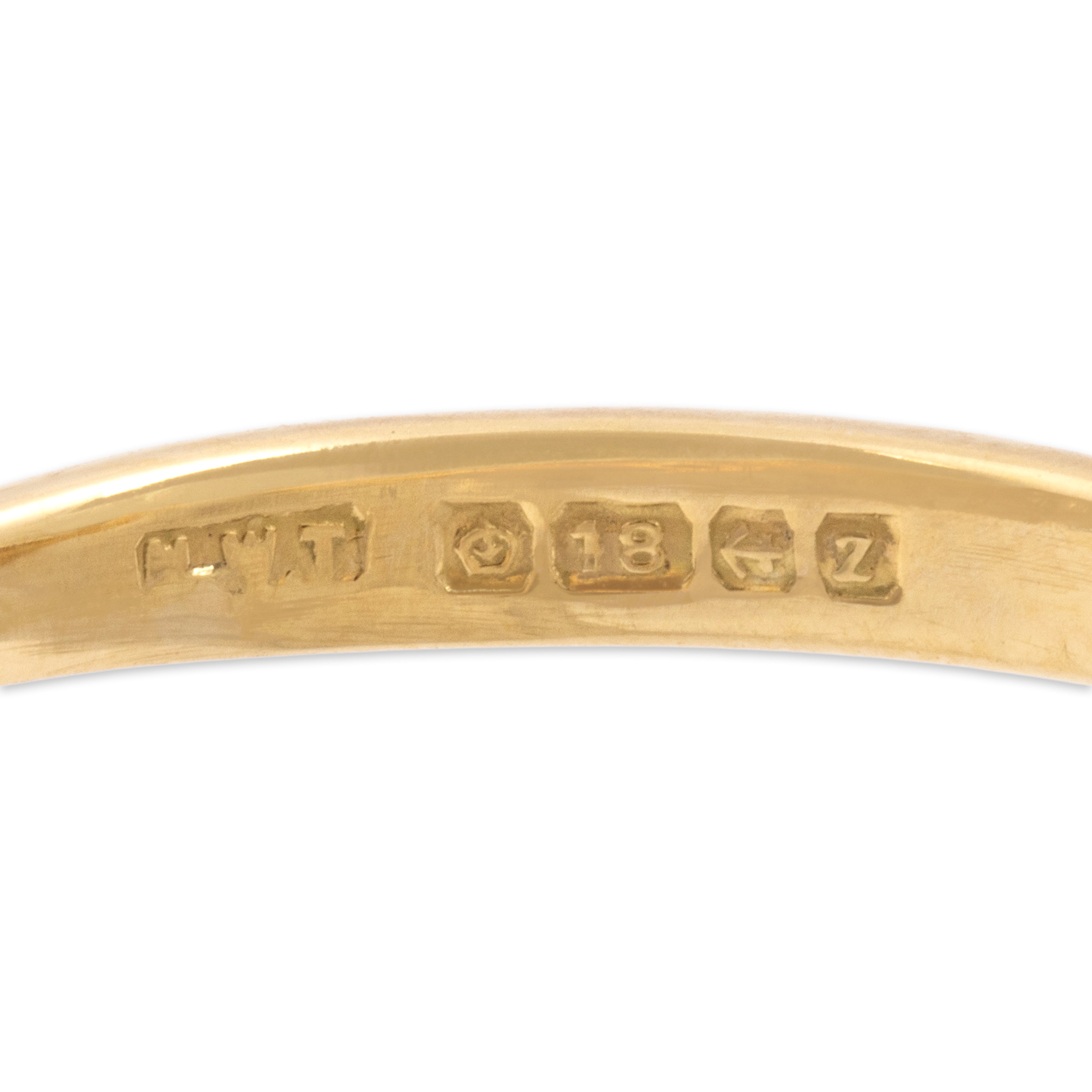 Vintage English 18k Yellow & White Gold .23ct Diamond Refined Octagonal Ring - Hallmark view
