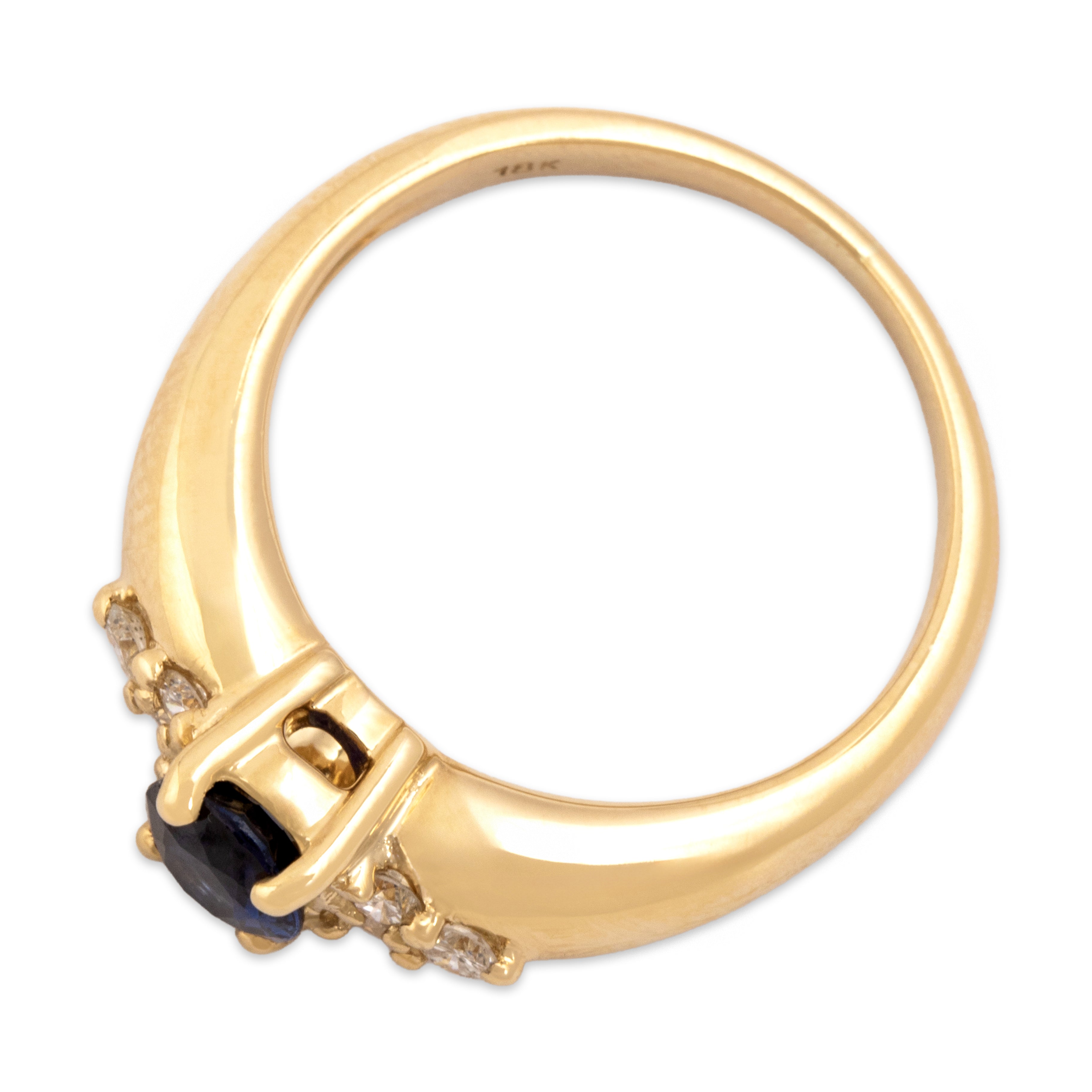 Vintage 18k Yellow Gold .68ct Blue Sapphire Diamond Vivid Cobalt Cluster Ring - Overall view