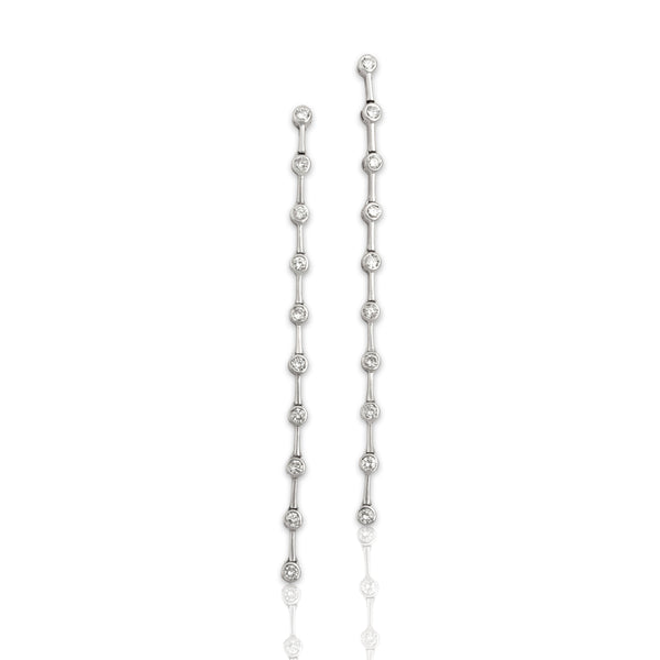 Vintage 14k White Gold 1.14cttw Diamond Brilliant Cascading Dangle Earrings