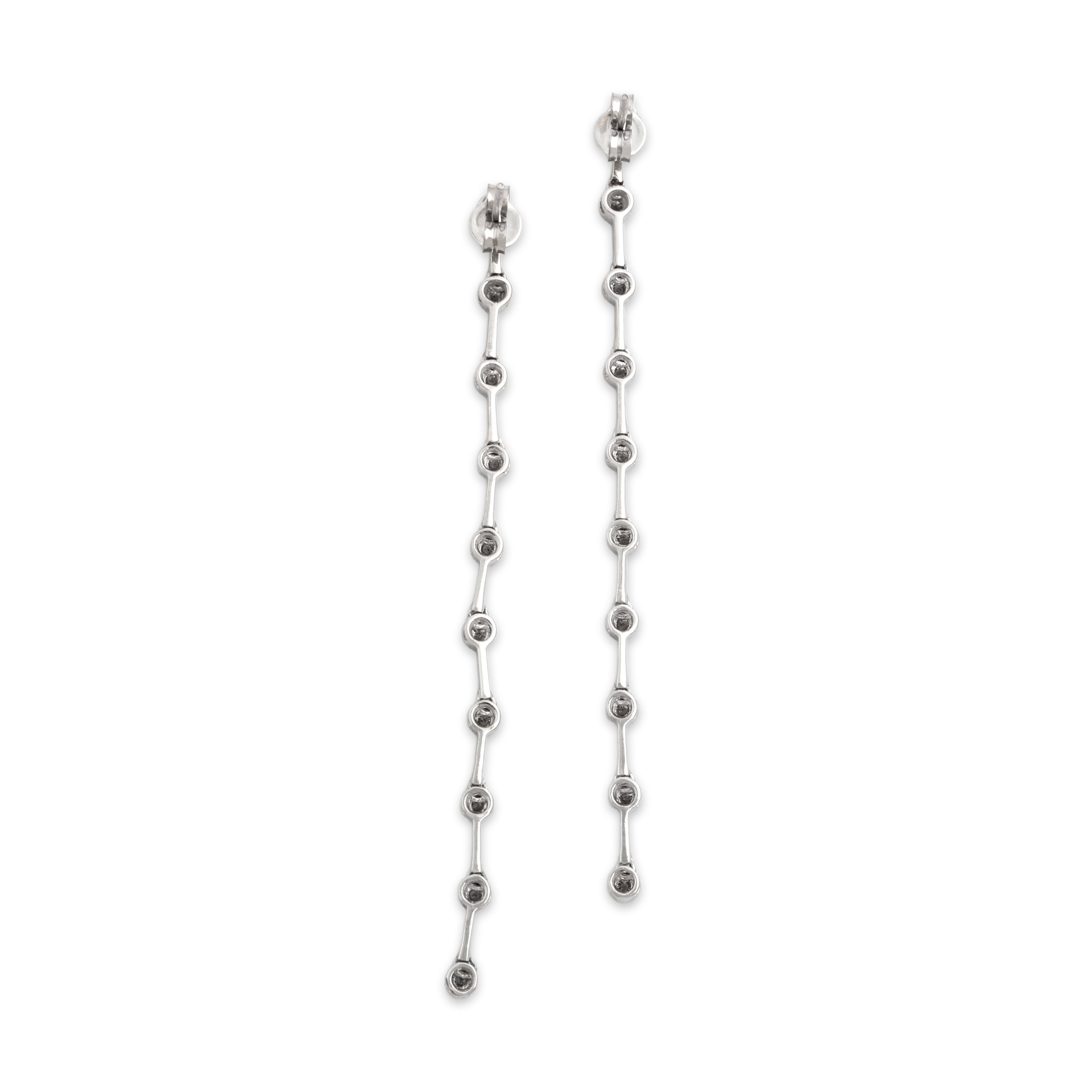 Vintage 14k White Gold 1.14cttw Diamond Brilliant Cascading Dangle Earrings - Back view