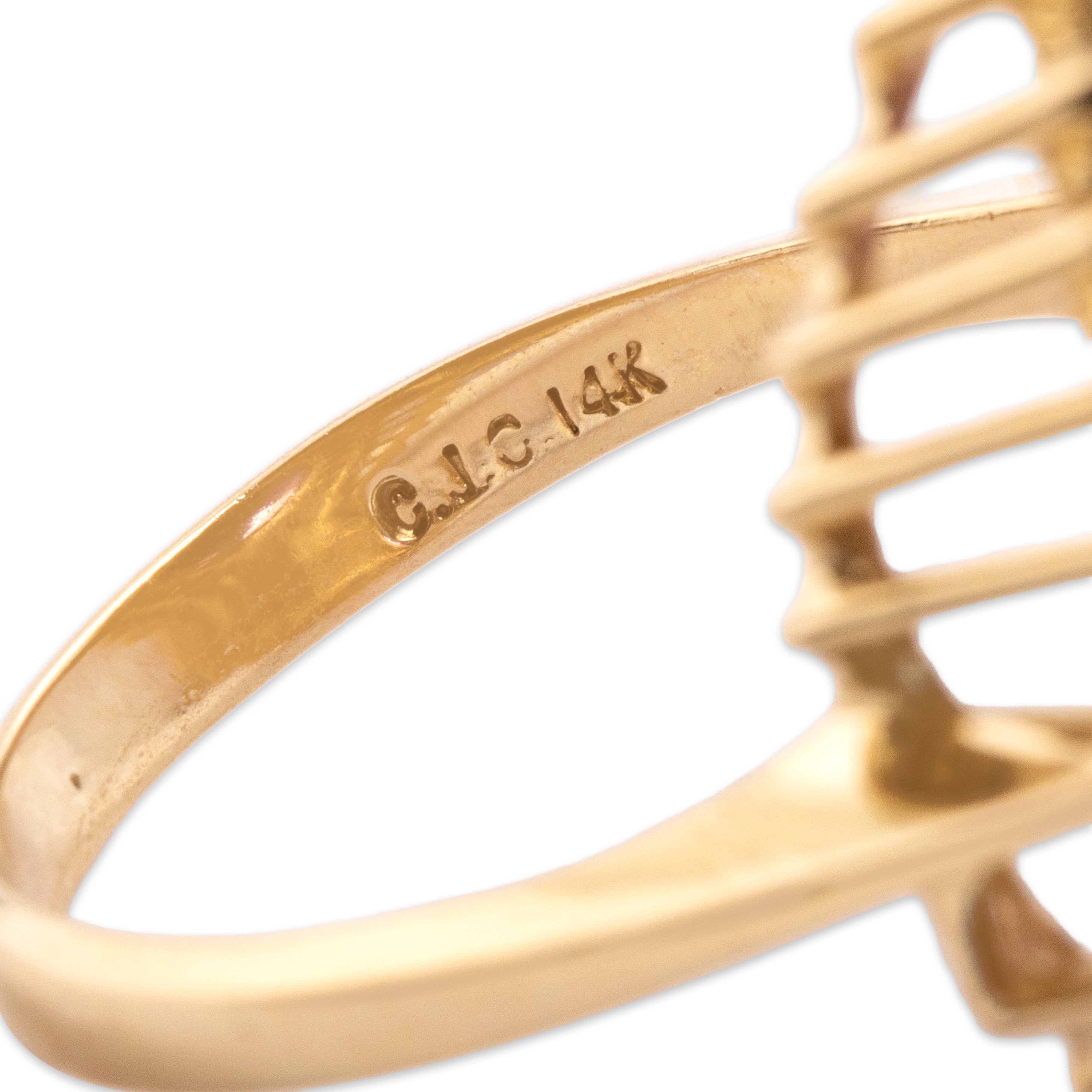 Vintage 14k Yellow Gold 6.18ct Amethyst .57cttw Diamond Bold Halo Cocktail Ring - Hallmark view