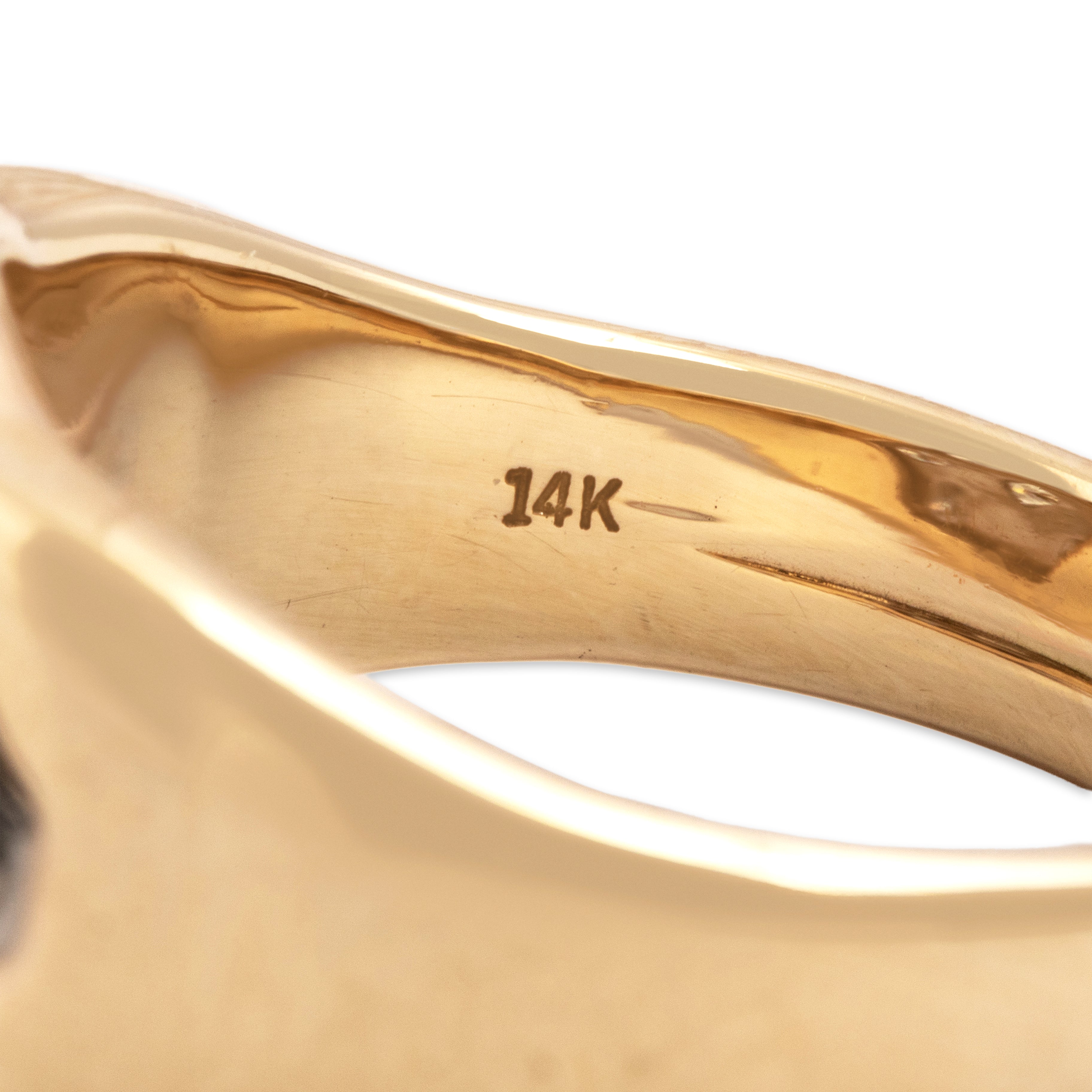 Vintage Substantial 14k Yellow & White Gold .87cttw Diamond Stunning Geometric Wide Band Ring - Hallmark view