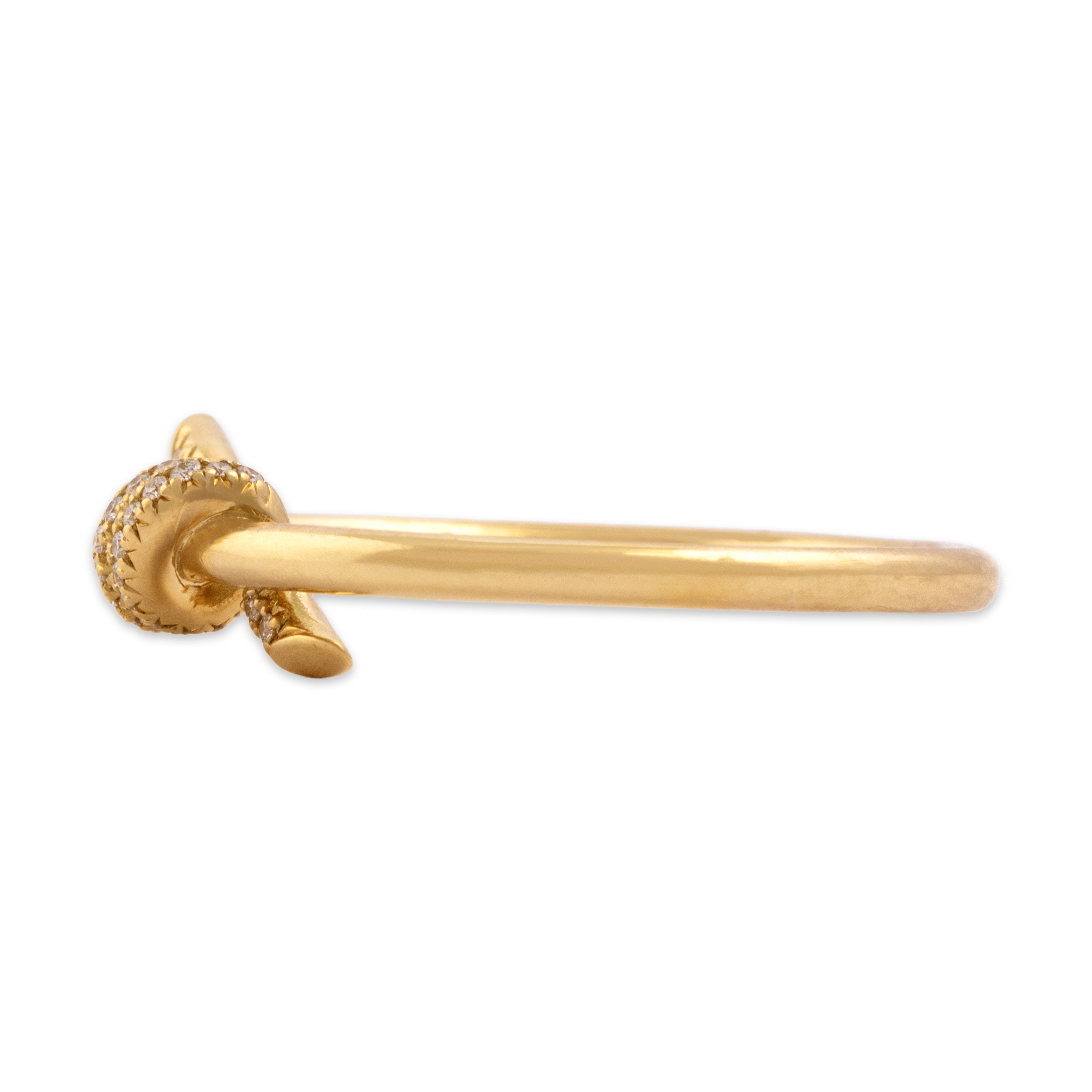 Estate Tiffany & Co. 18k Yellow Gold Diamond Chic Sparkling Knot Ring - Side view