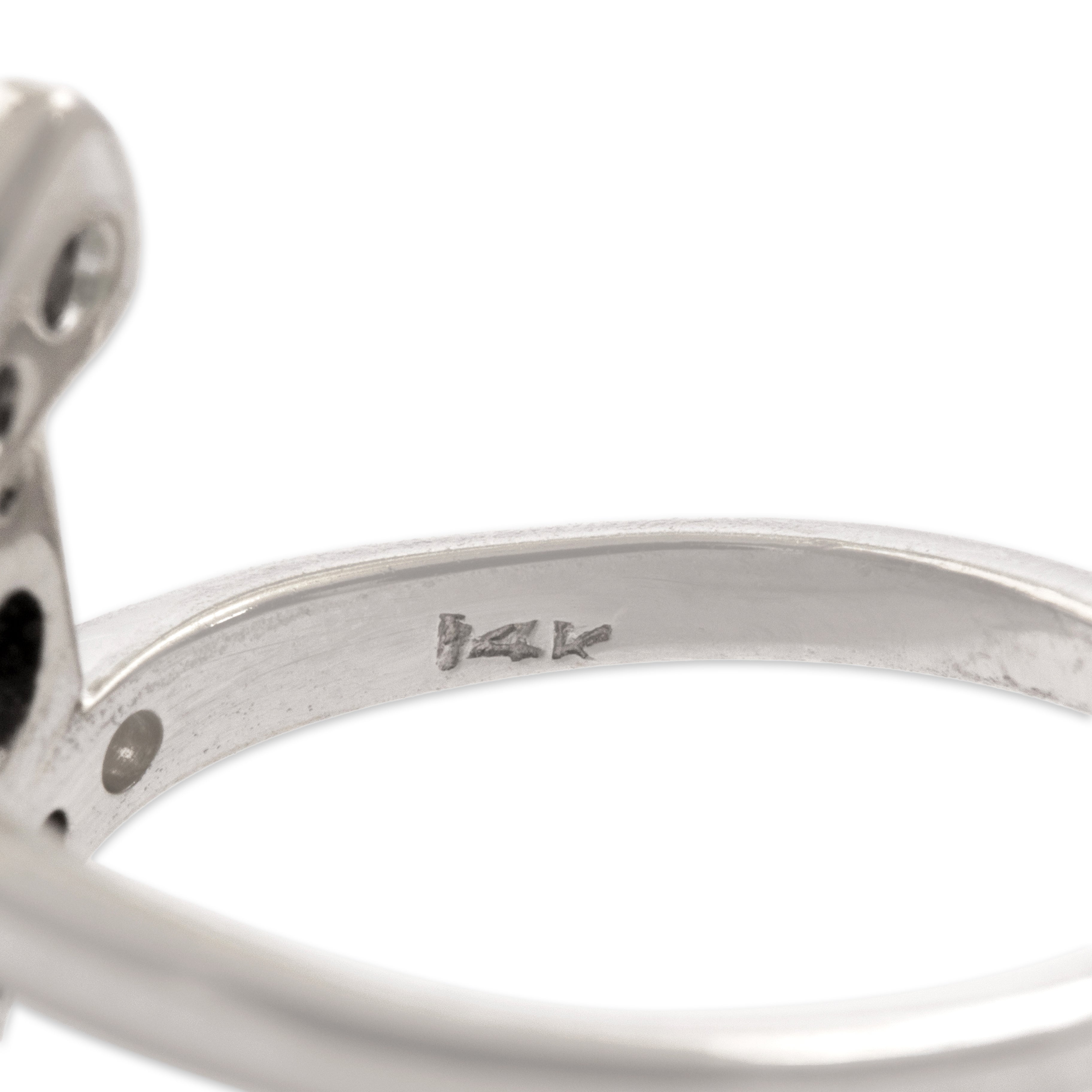 Vintage 14k White Gold 1.89cttw Old Mine Cut Diamond White Diamond Gia Refined Toi Et Moi Bypass Ring - Hallmark view
