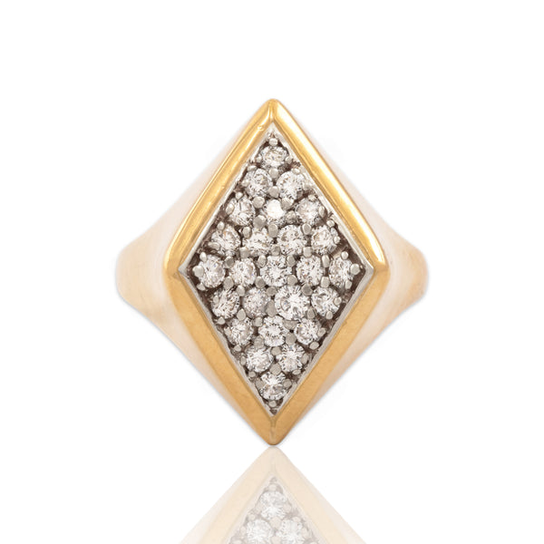 Vintage 18k Yellow Gold .51cttw Diamond Bold Sculptural Kite Ring 7.25
