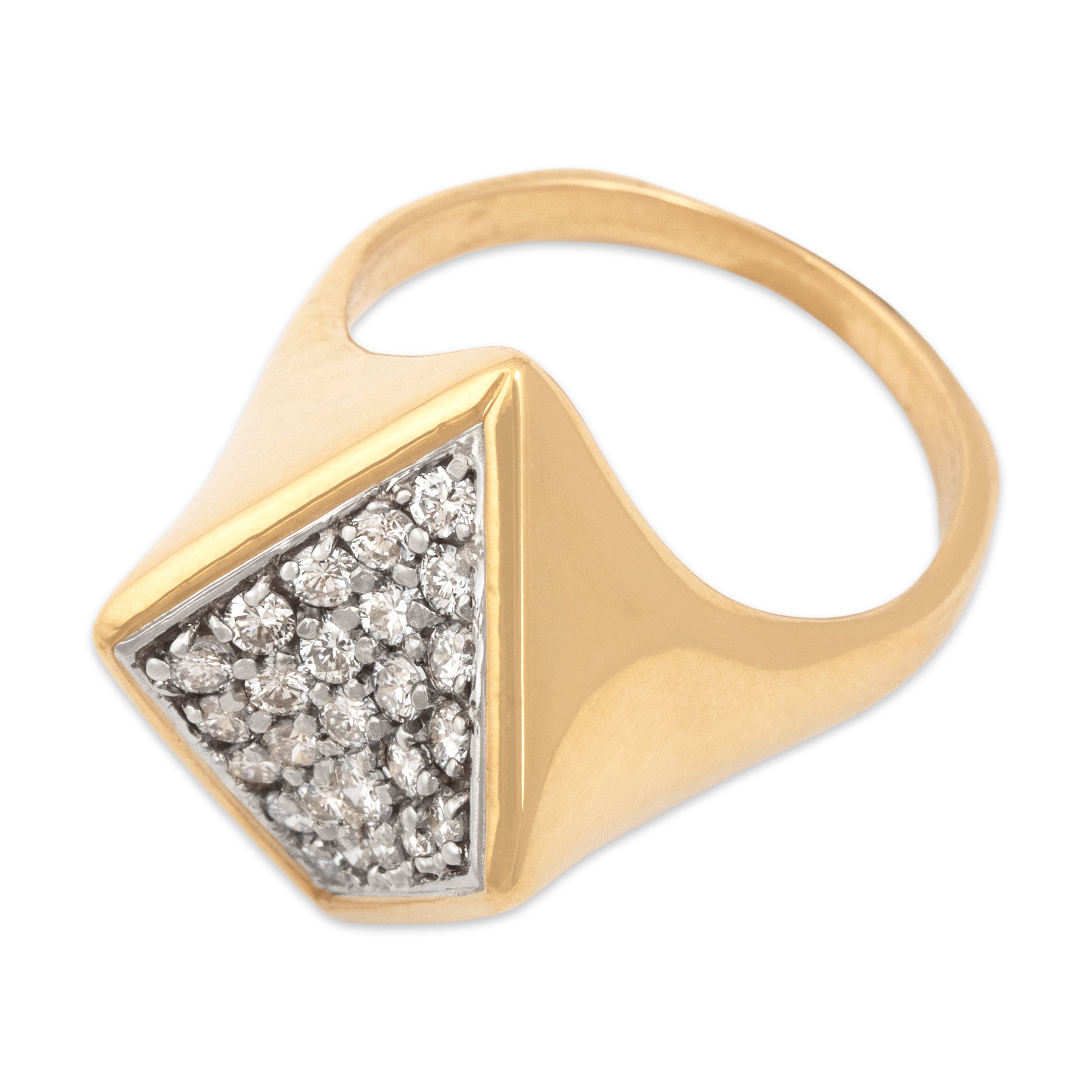 Vintage 18k Yellow Gold .51cttw Diamond Bold Sculptural Kite Ring - Overall view