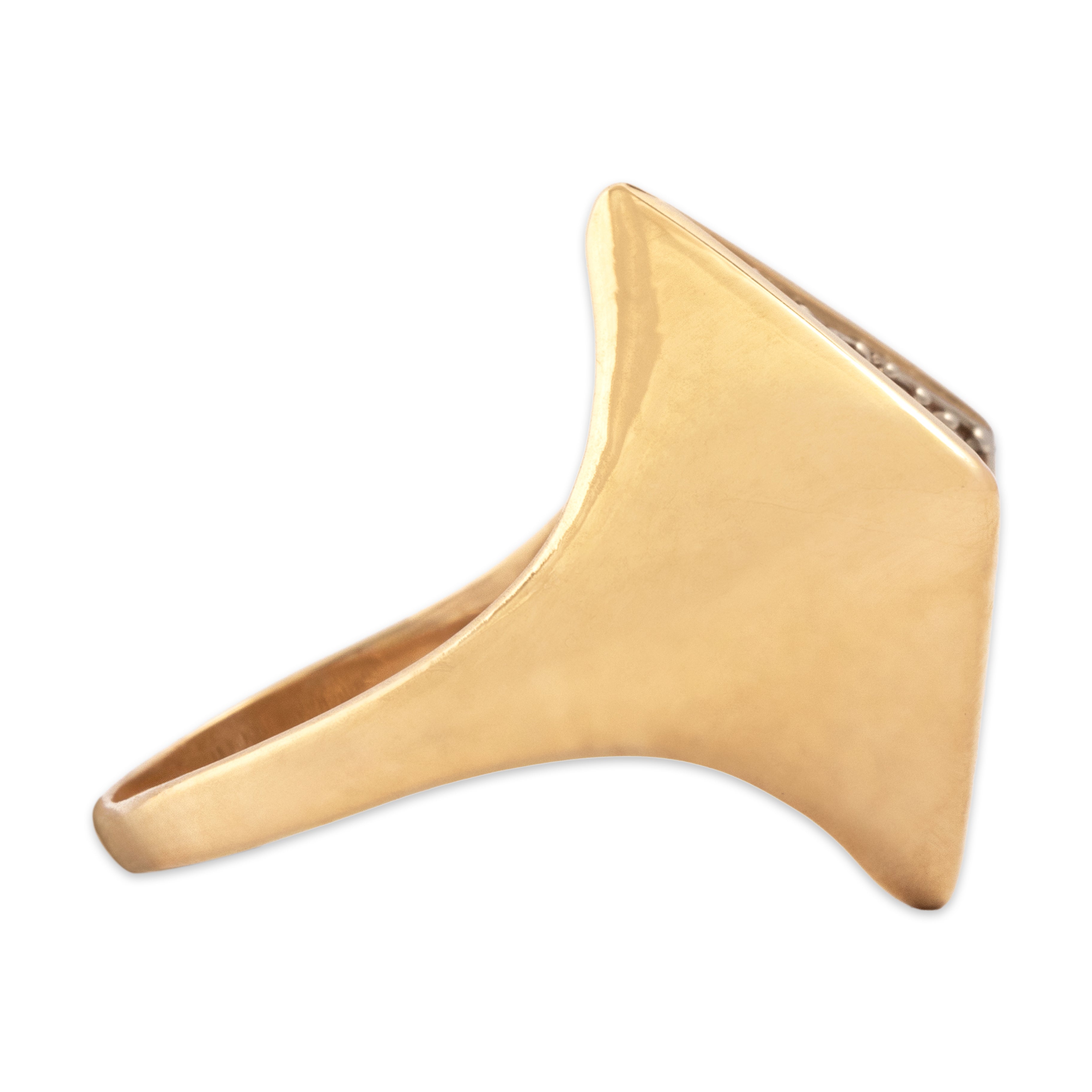 Vintage 18k Yellow Gold .51cttw Diamond Bold Sculptural Kite Ring - Side view