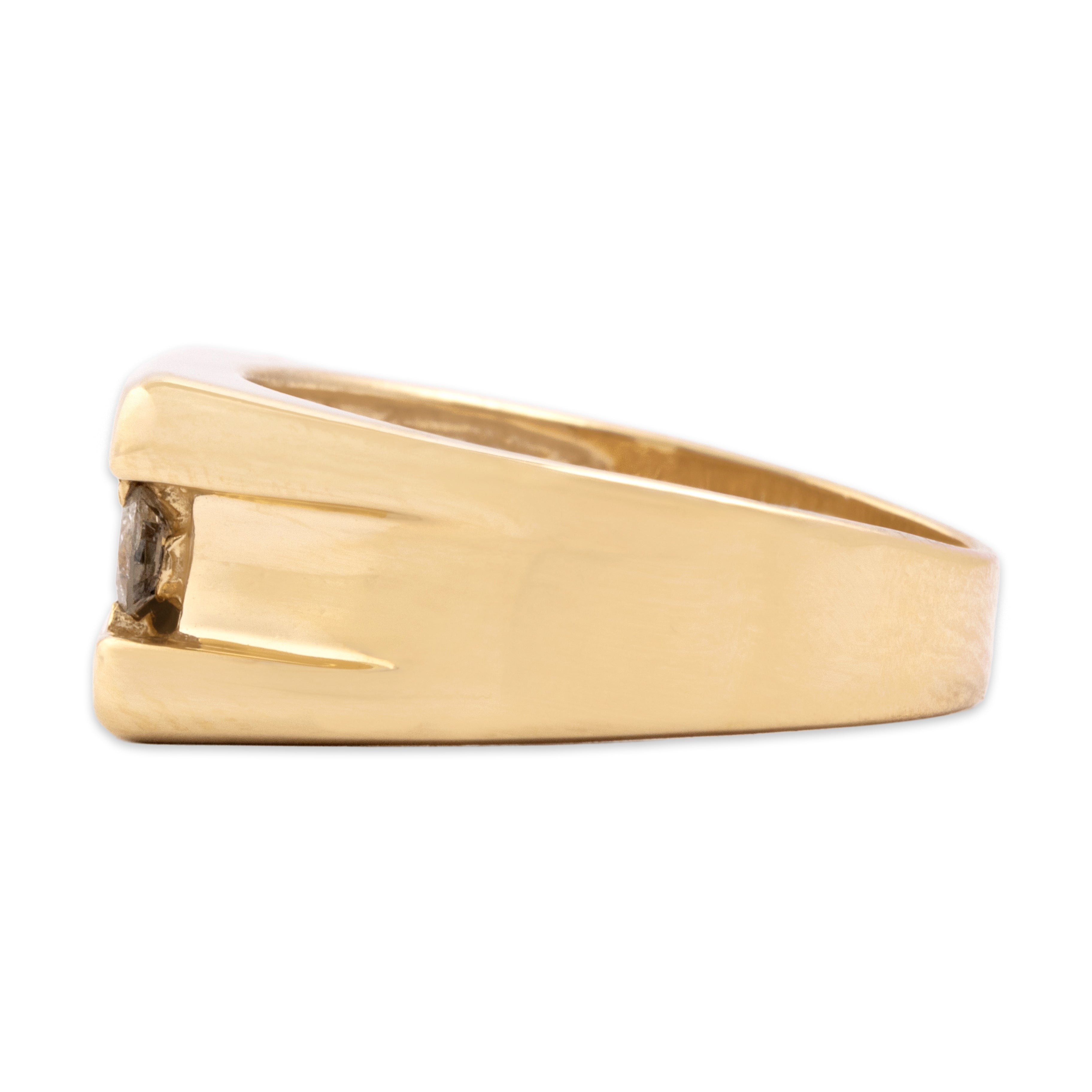 Vintage 14k Yellow Gold Onyx Diamond Bold Geometric Bar Ring - Side view